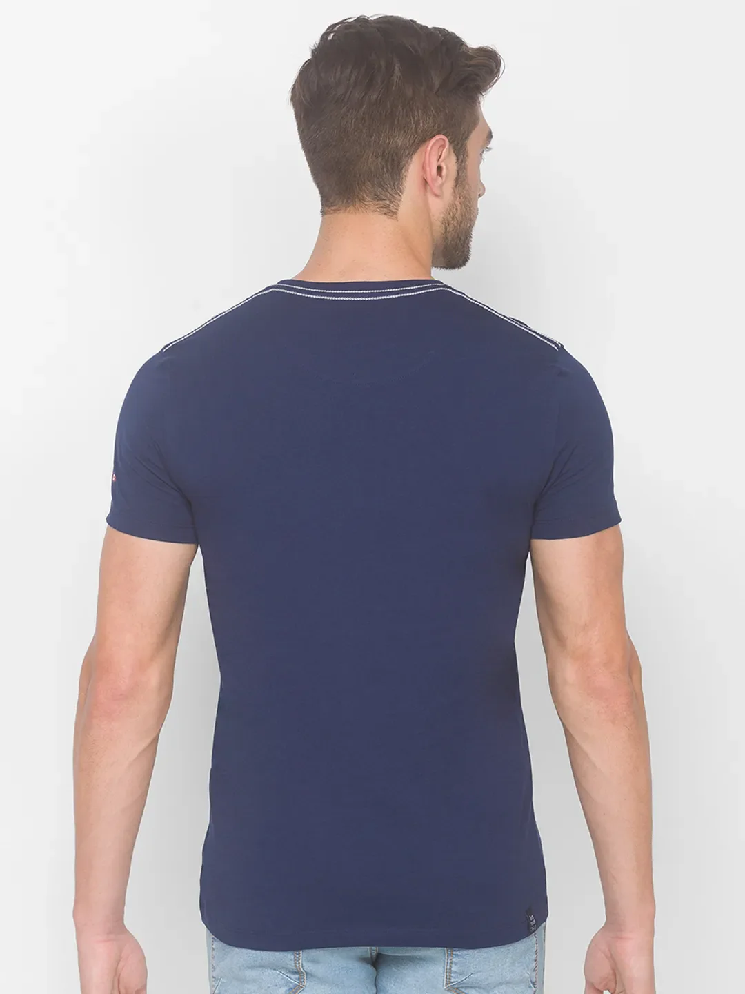 Blue Regular Fit Men's Short Sleeves T-Shirt by Being Human Clothing - Image 3