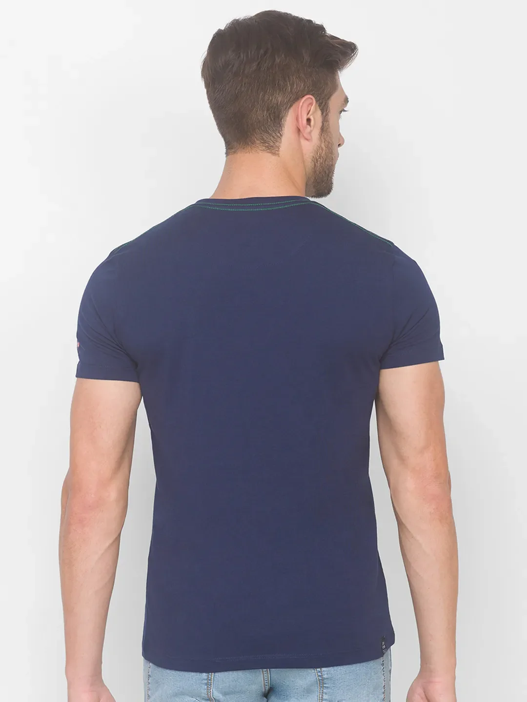 Blue Regular Fit Men's Short Sleeves T-Shirt by Being Human Clothing - Image 3