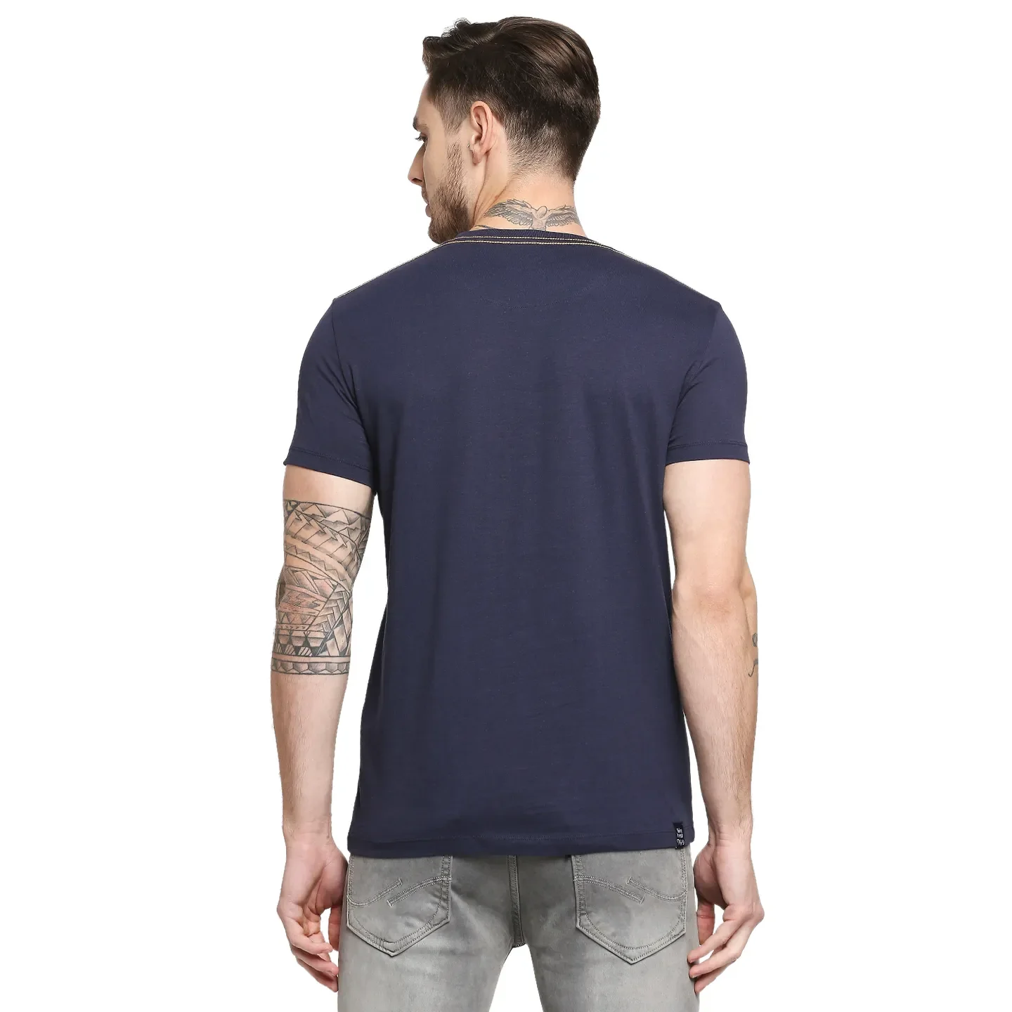Blue Regular Fit Men's Short Sleeves T-Shirt by Being Human Clothing - Image 4