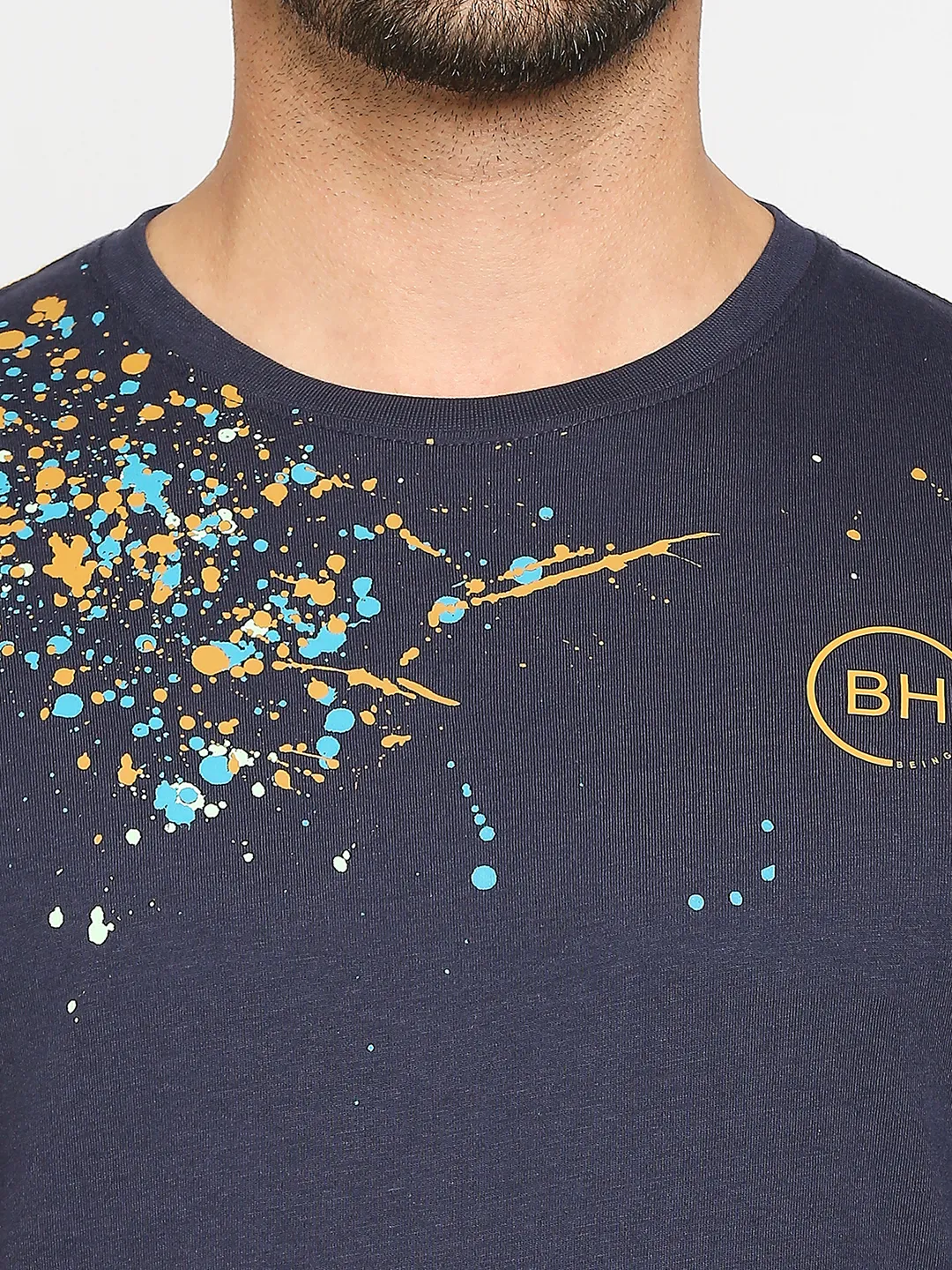 Blue Regular Fit Men's Short Sleeves T-Shirt by Being Human Clothing - Image 3