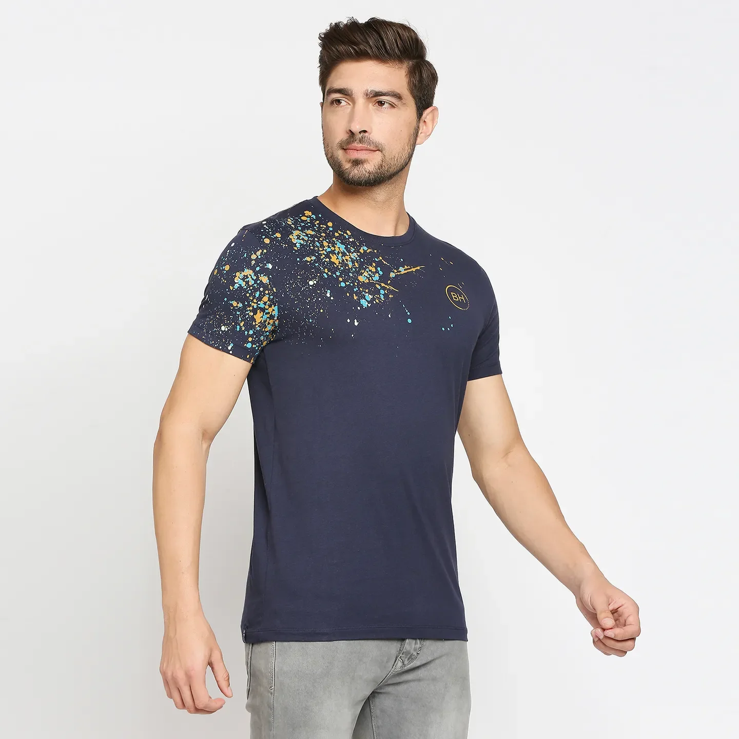 Blue Regular Fit Men's Short Sleeves T-Shirt by Being Human Clothing - Image 4