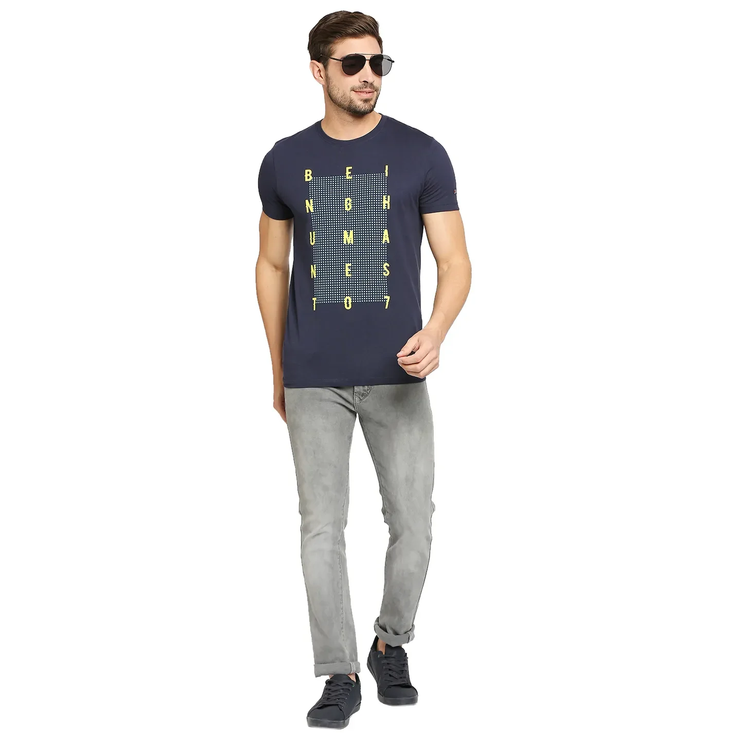 Blue Regular Fit Men's Short Sleeves T-Shirt by Being Human Clothing - Image 6