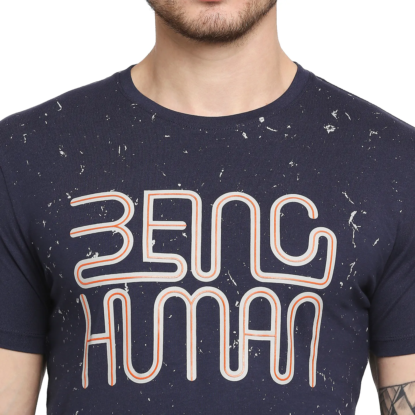 Blue Regular Fit Men's Short Sleeves T-Shirt by Being Human Clothing - Image 3
