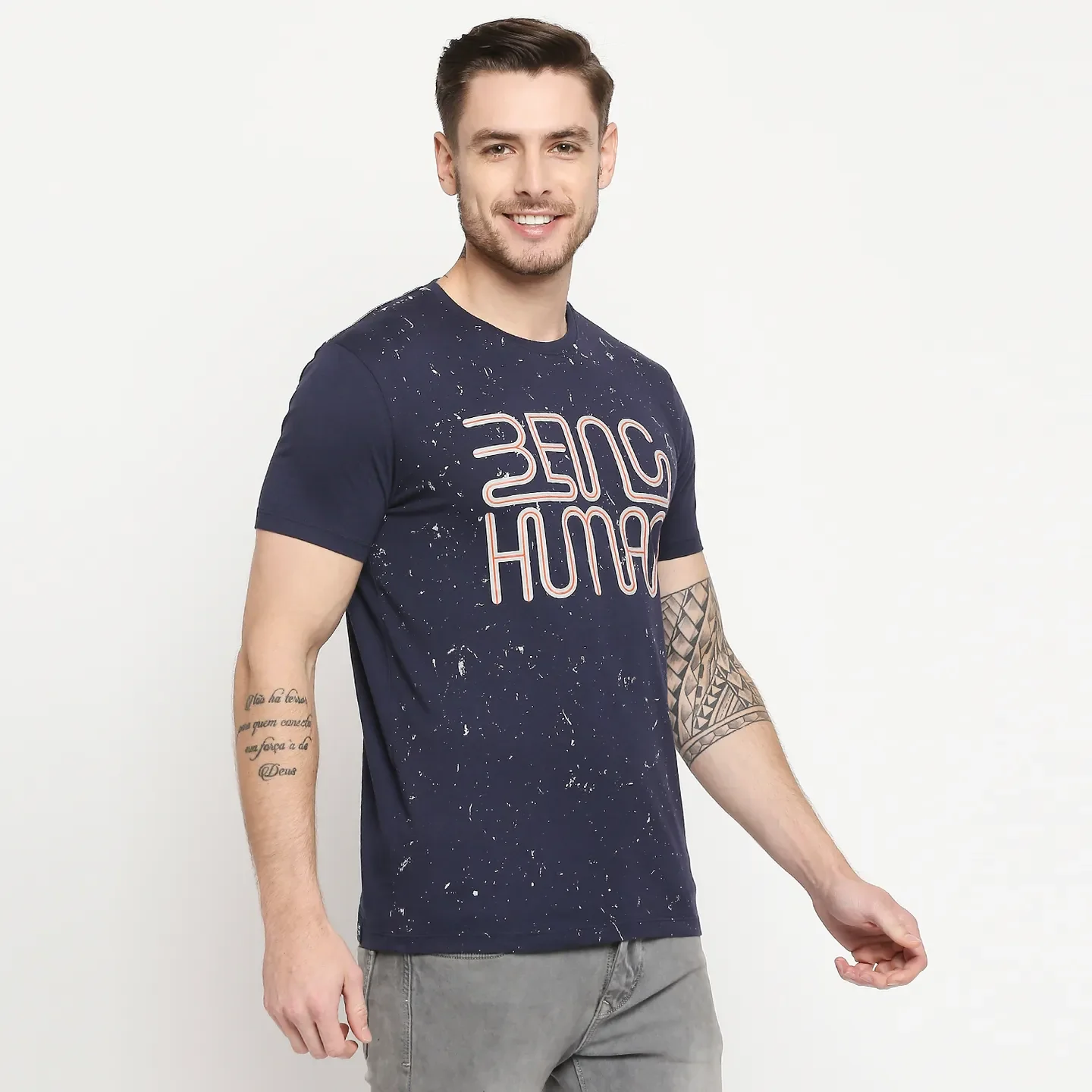 Blue Regular Fit Men's Short Sleeves T-Shirt by Being Human Clothing - Image 4