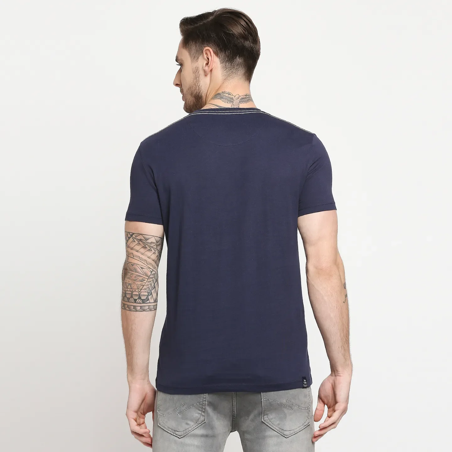 Blue Regular Fit Men's Short Sleeves T-Shirt by Being Human Clothing - Image 6