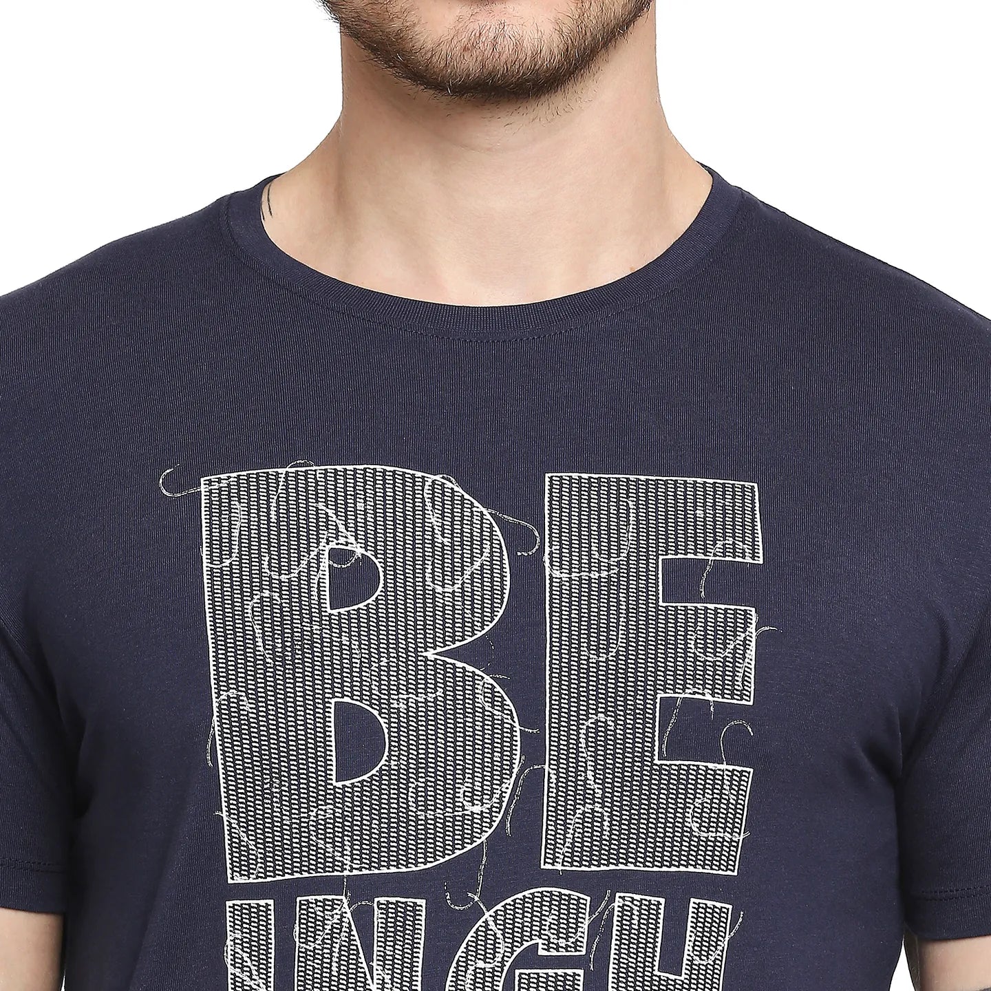 Blue Regular Fit Men's Short Sleeves T-Shirt by Being Human Clothing - Image 3