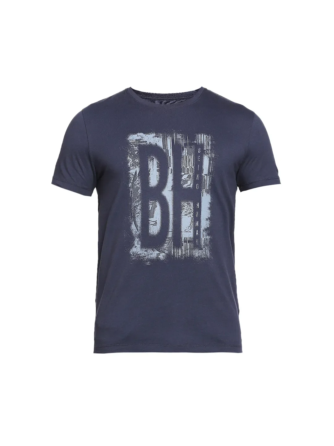 Blue Regular Fit Men's Short Sleeves T-Shirt by Being Human Clothing
