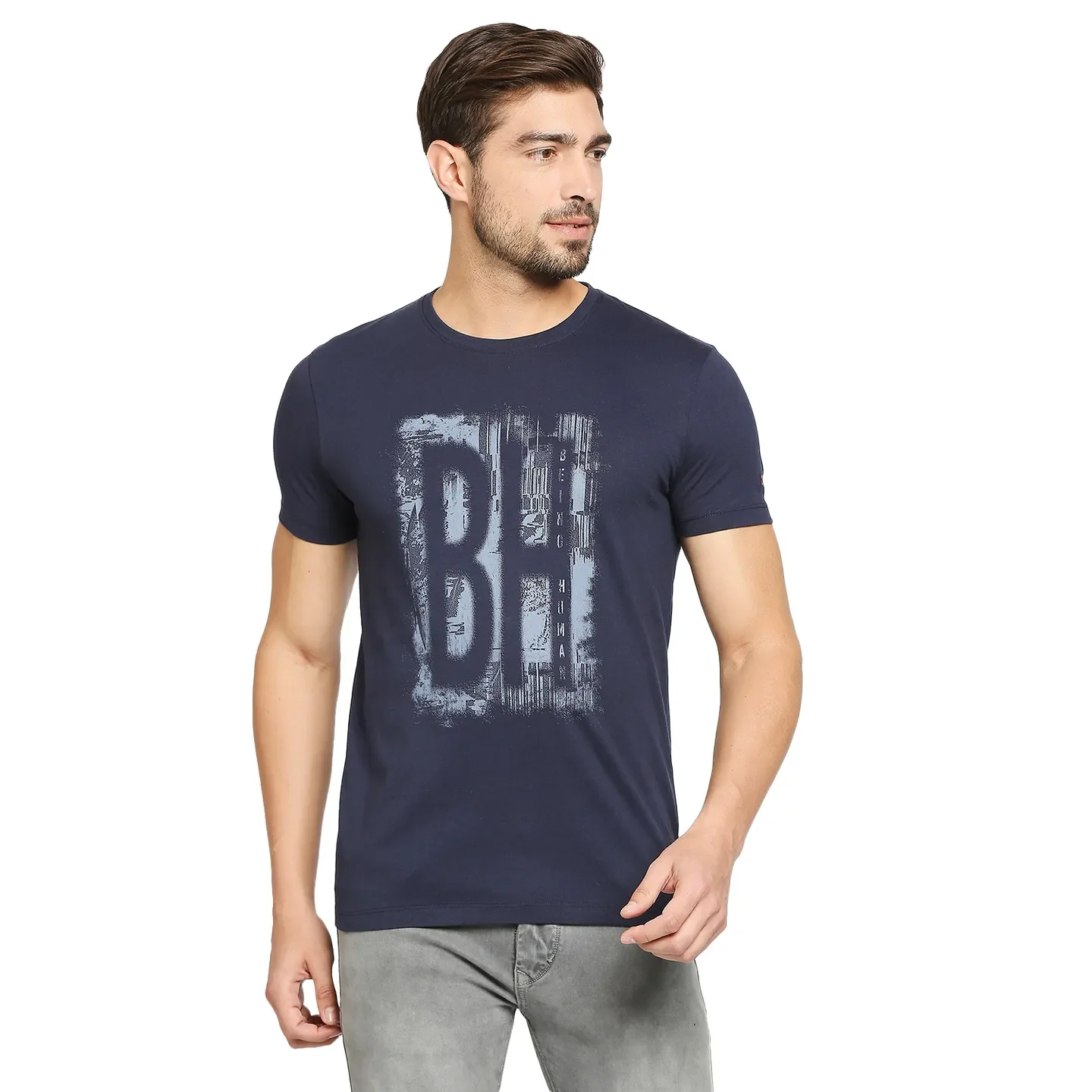 Blue Regular Fit Men's Short Sleeves T-Shirt by Being Human Clothing - Image 2