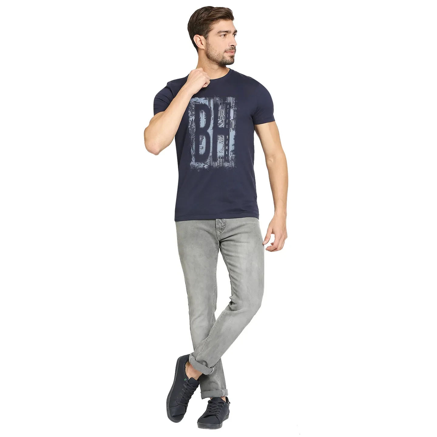 Blue Regular Fit Men's Short Sleeves T-Shirt by Being Human Clothing - Image 7