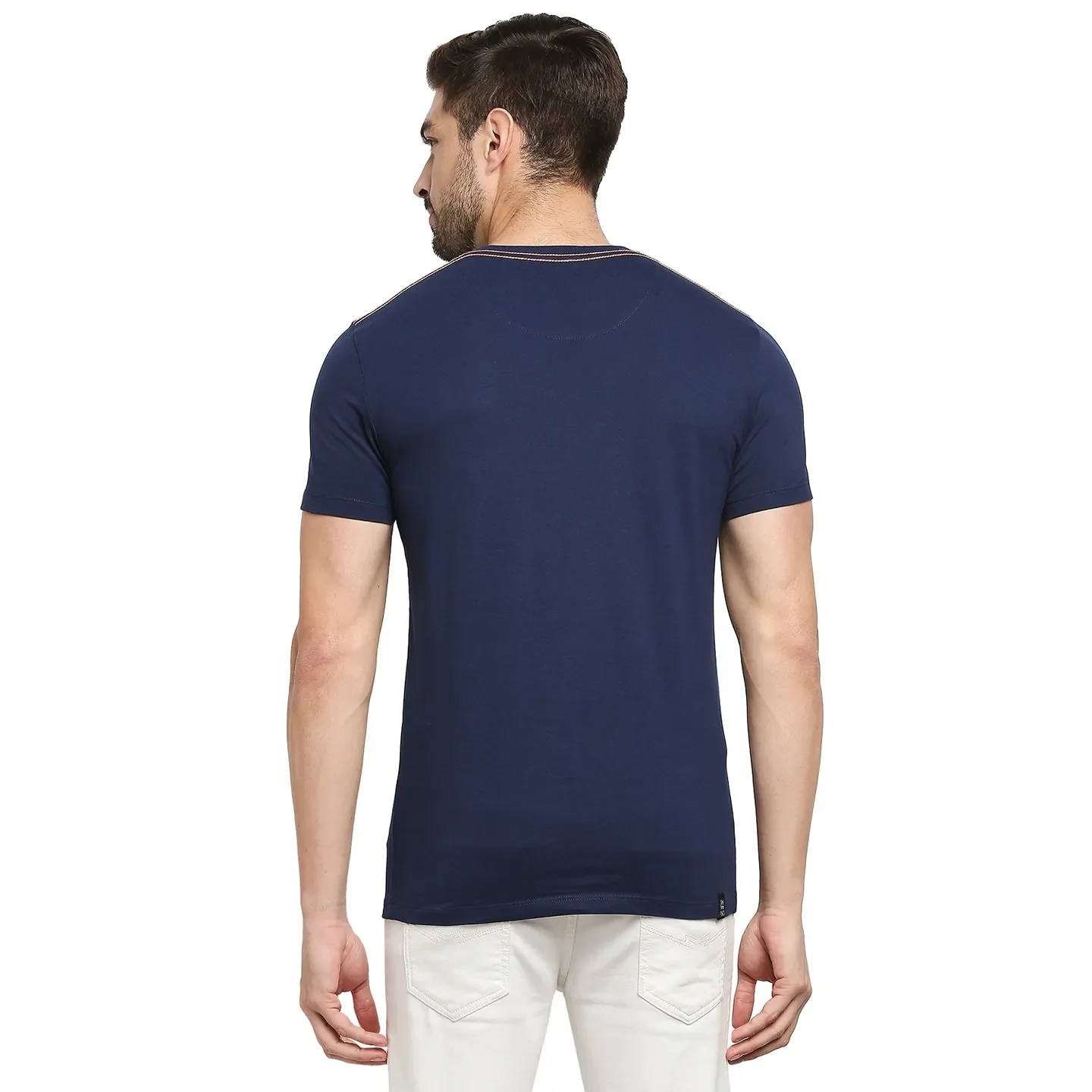 Blue Regular Fit Men's Short Sleeves T-Shirt by Being Human Clothing - Image 4