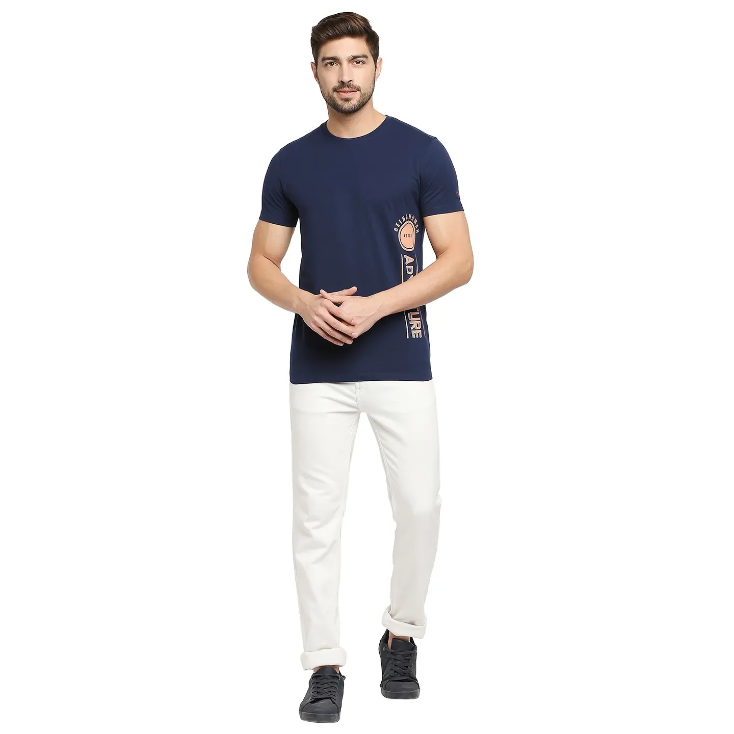 Blue Regular Fit Men's Short Sleeves T-Shirt by Being Human Clothing - Image 6
