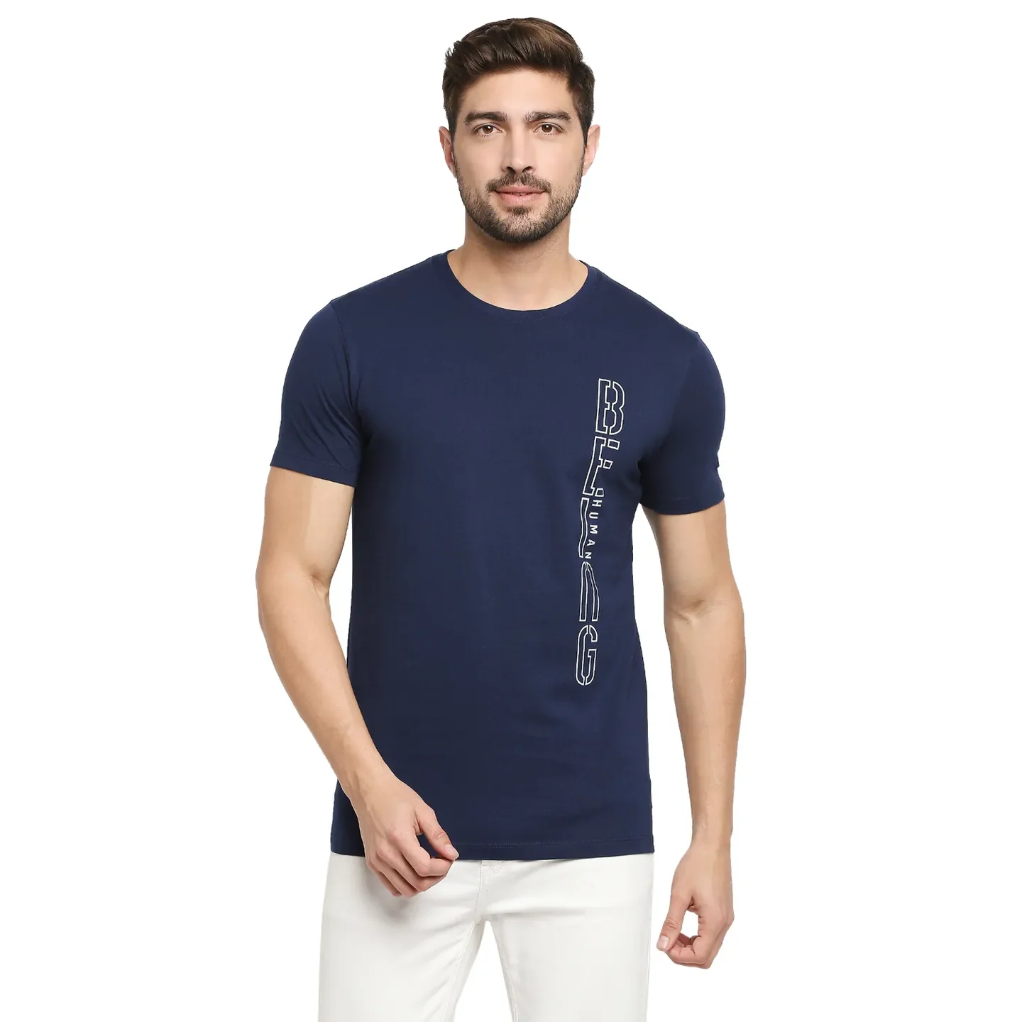 Blue Regular Fit Men's Short Sleeves T-Shirt by Being Human Clothing