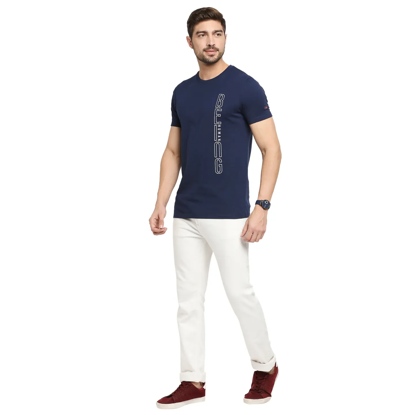 Blue Regular Fit Men's Short Sleeves T-Shirt by Being Human Clothing - Image 6