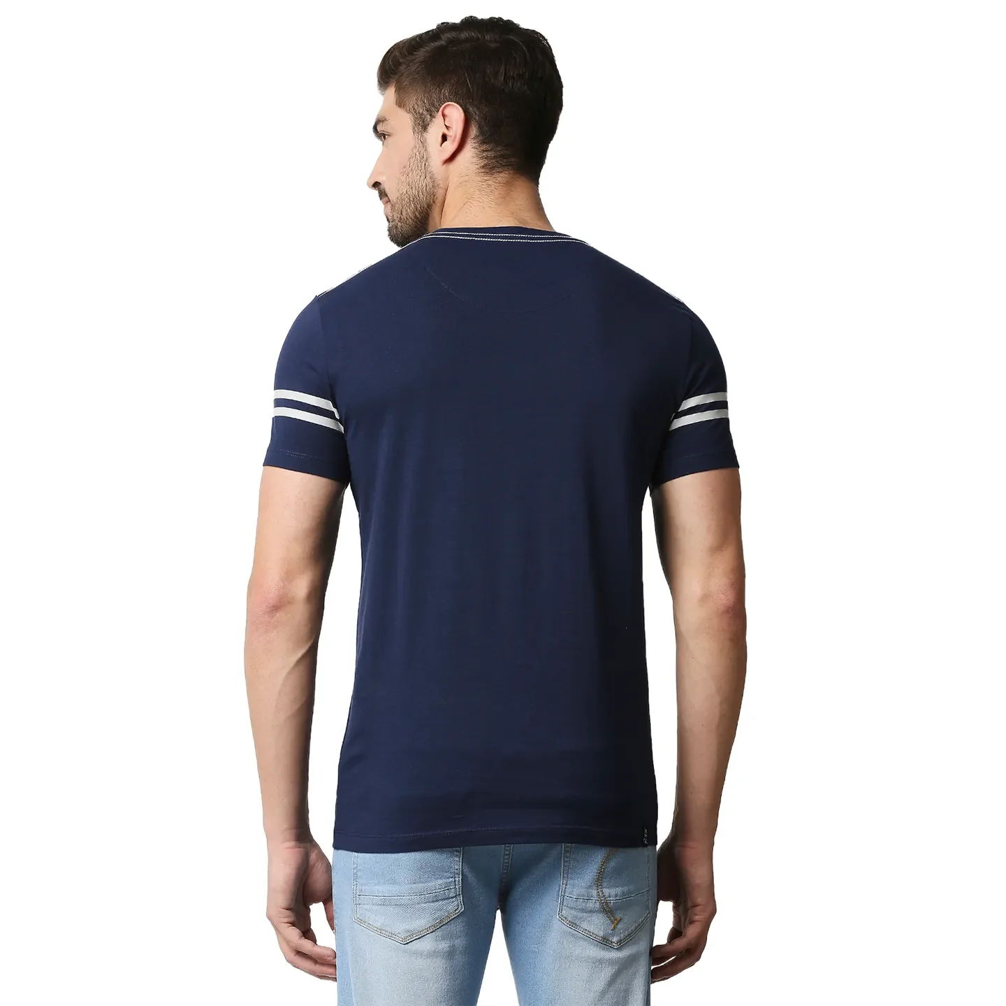 Blue Regular Fit Men's Short Sleeves T-Shirt by Being Human Clothing - Image 4