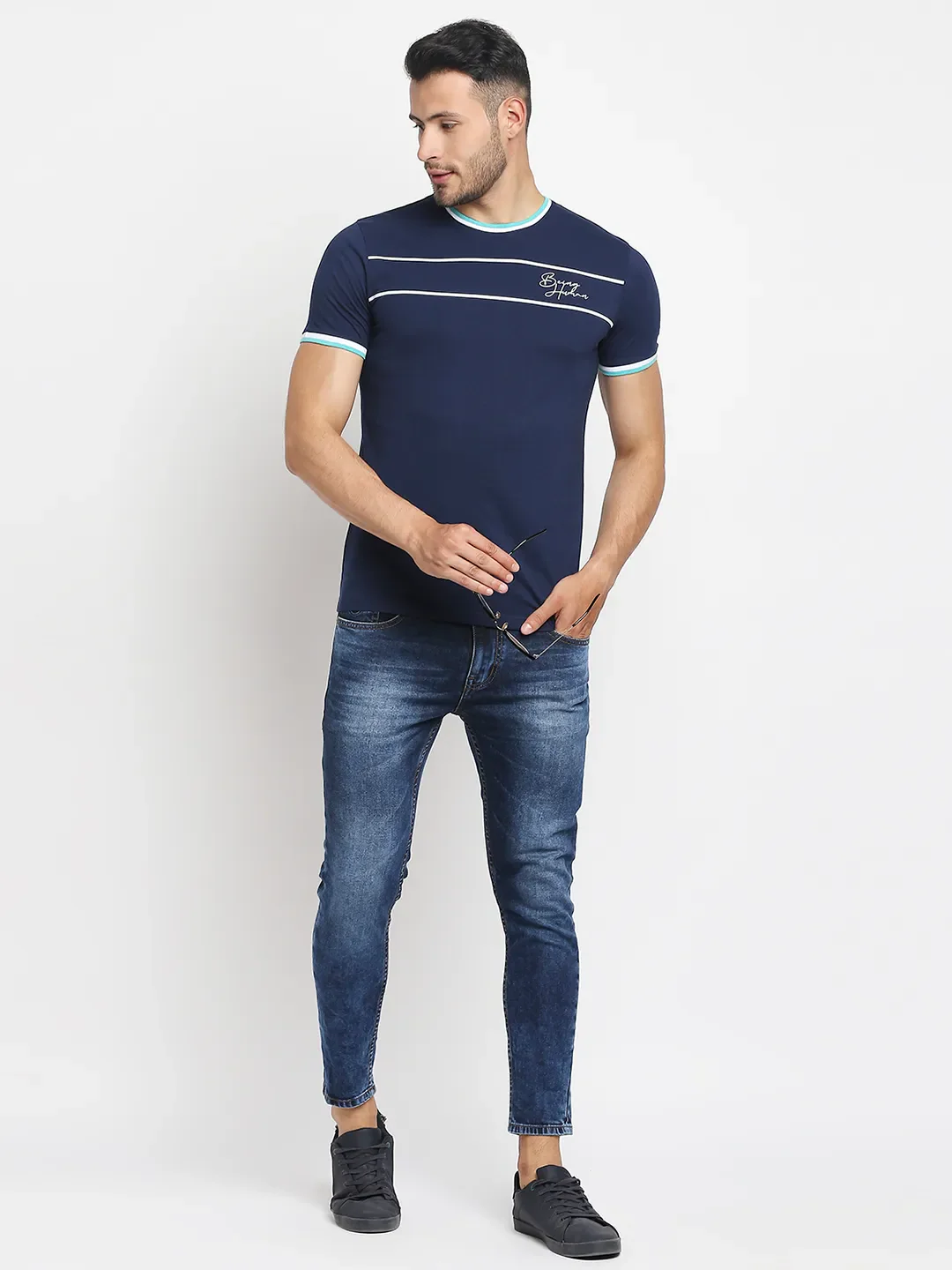 Blue Regular Fit Men's Short Sleeves T-Shirt by Being Human Clothing