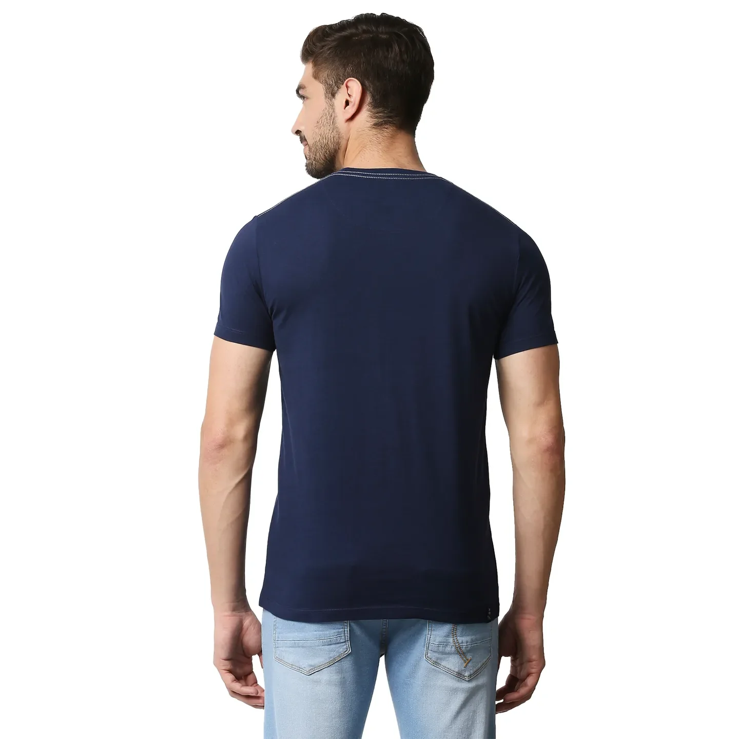 Blue Regular Fit Men's Short Sleeves T-Shirt by Being Human Clothing - Image 4