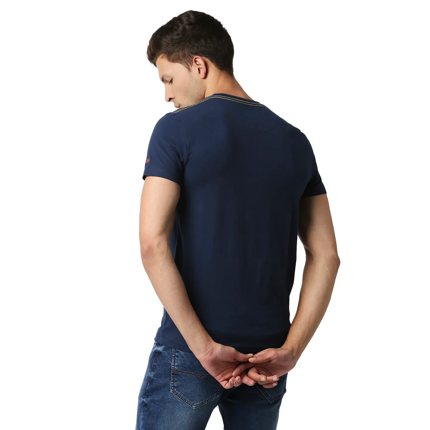 Blue Slim Straight Fit Men's Short Sleeves T-Shirt by Being Human Clothing - Image 3