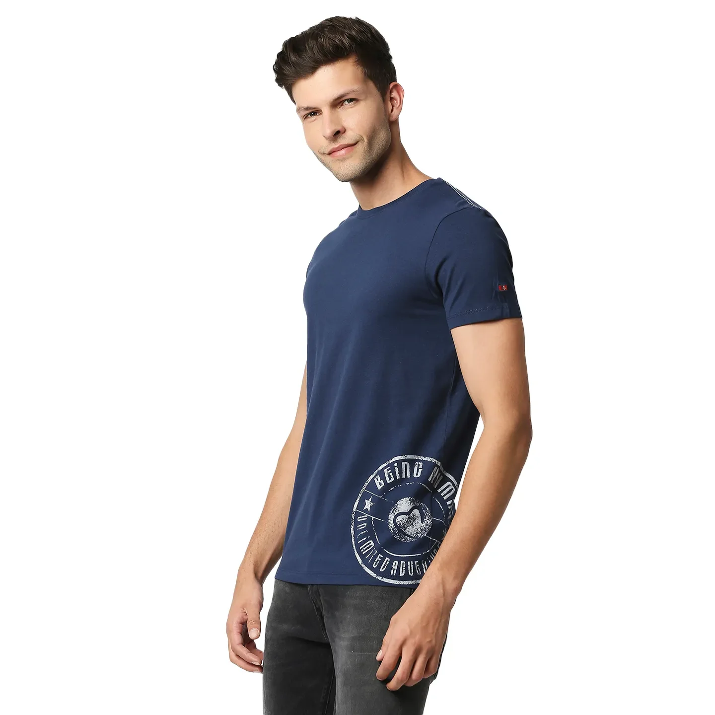 Blue Regular Fit Men's Short Sleeves T-Shirt by Being Human Clothing - Image 2