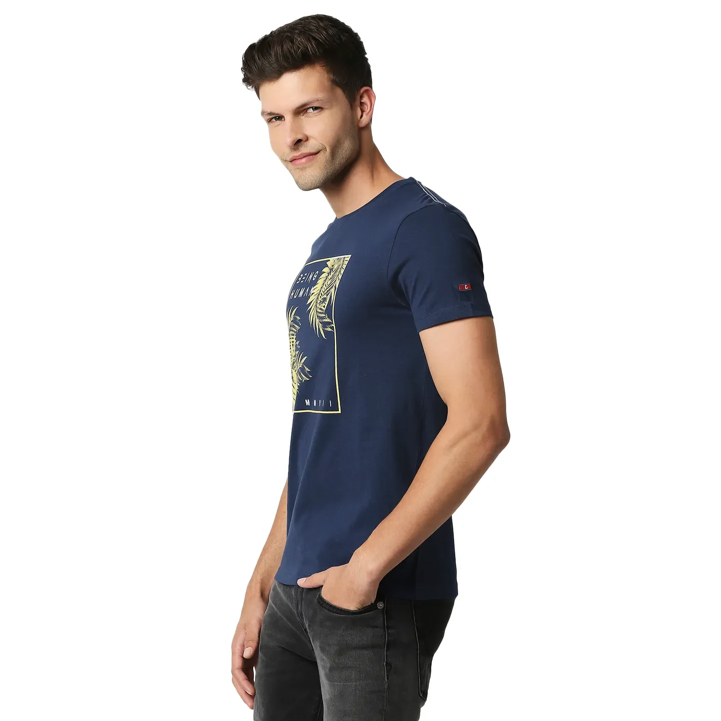 Blue Regular Fit Men's Short Sleeves T-Shirt by Being Human Clothing - Image 2