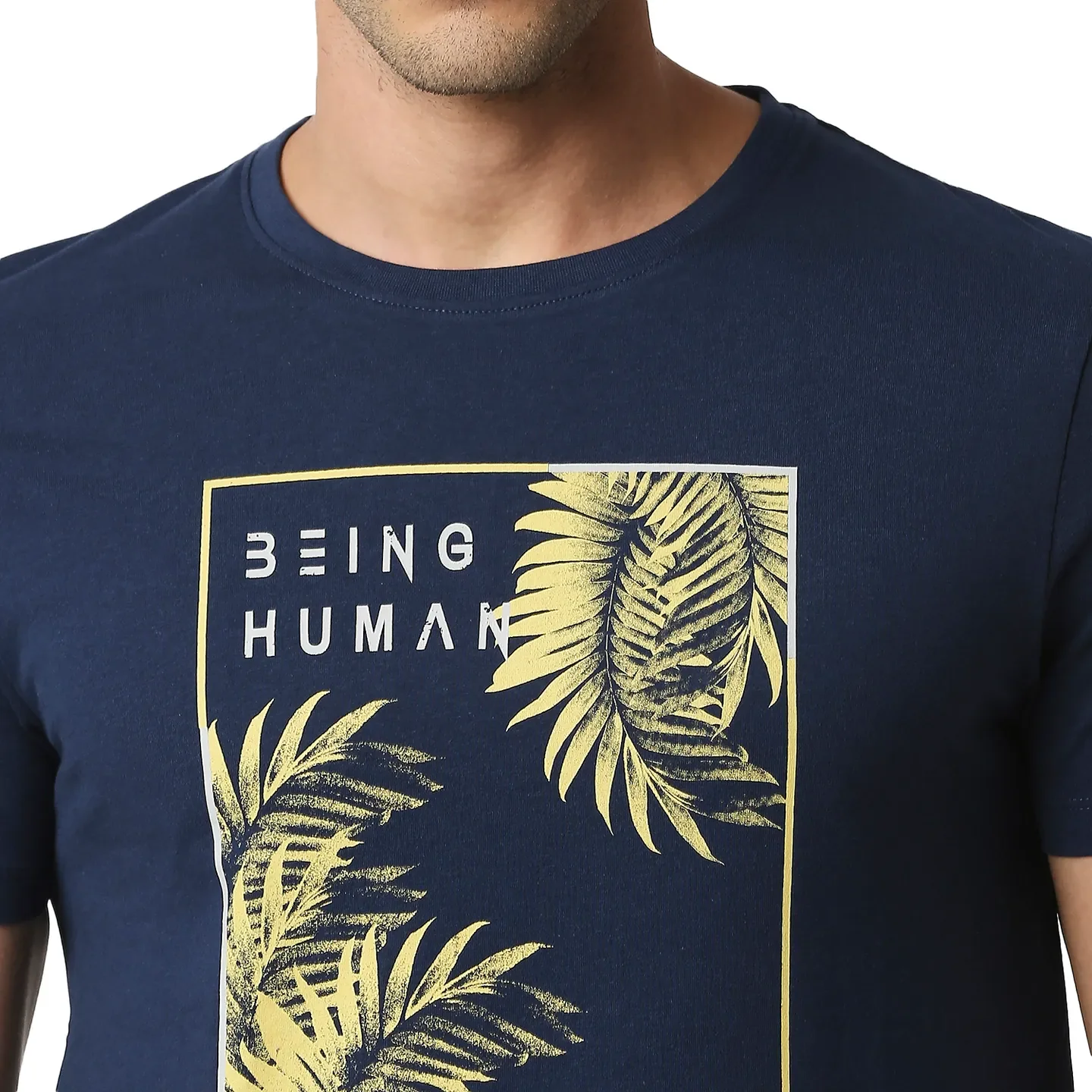 Blue Regular Fit Men's Short Sleeves T-Shirt by Being Human Clothing - Image 5