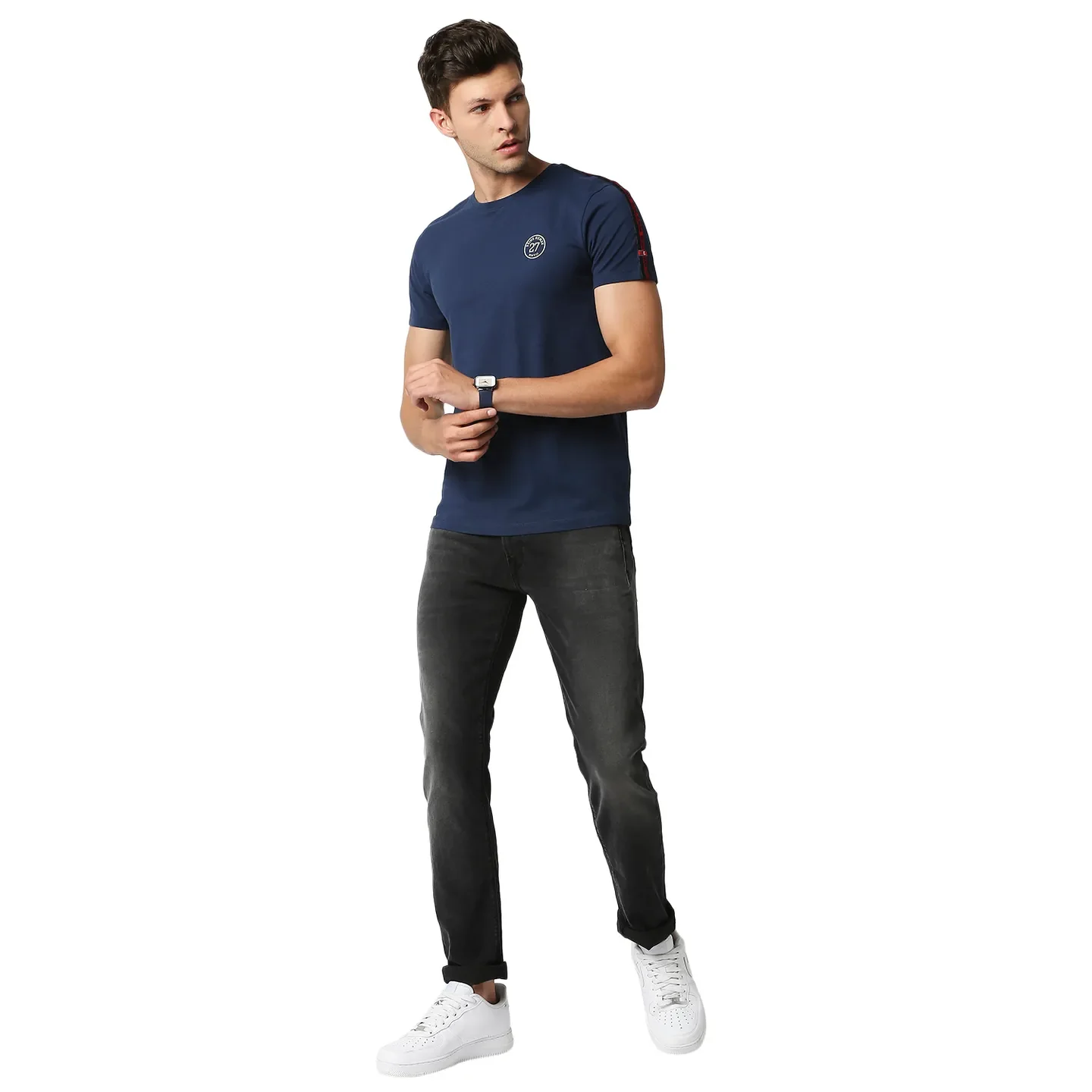 Blue Regular Fit Men's Short Sleeves T-Shirt by Being Human Clothing - Image 5