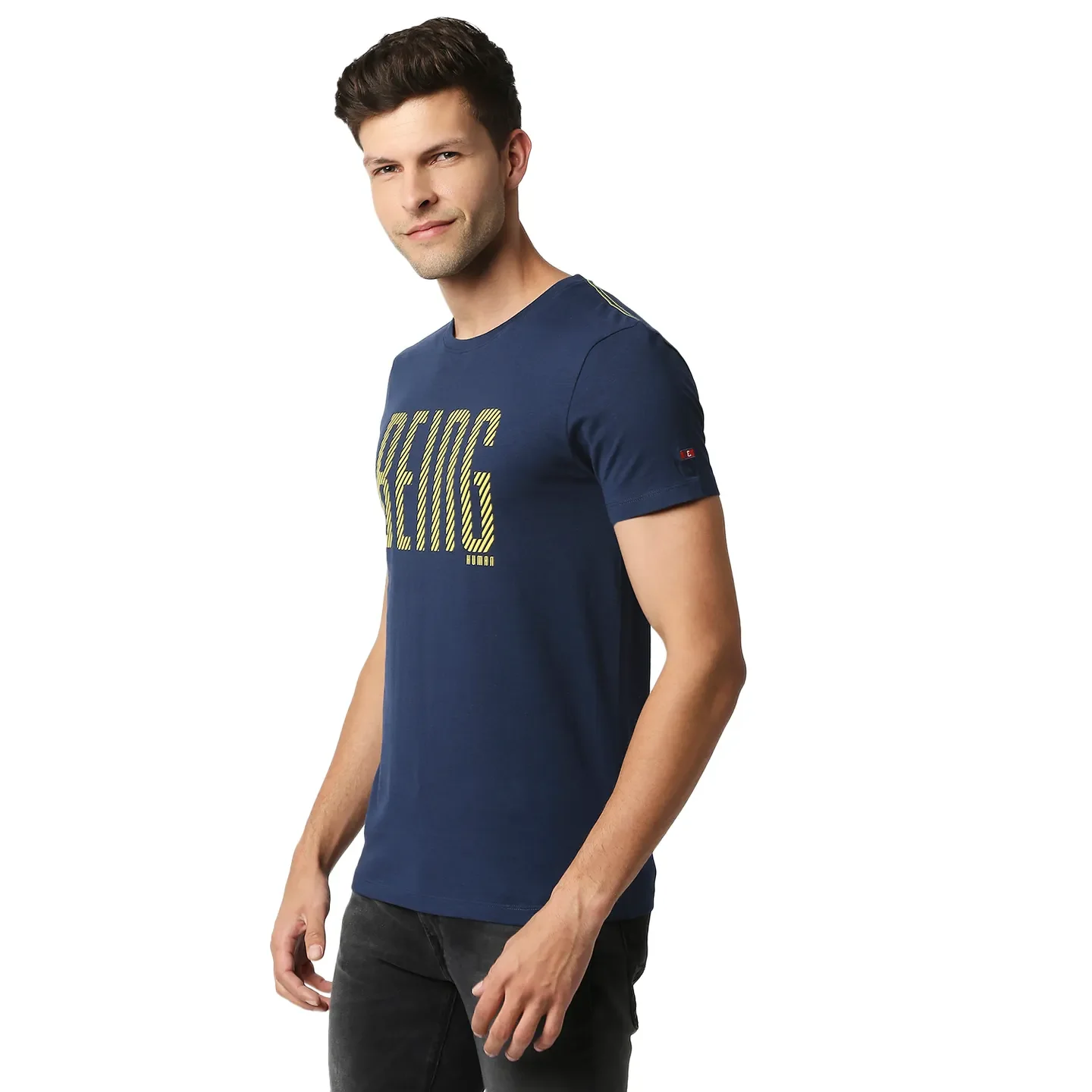 Blue Regular Fit Men's Short Sleeves T-Shirt by Being Human Clothing - Image 2