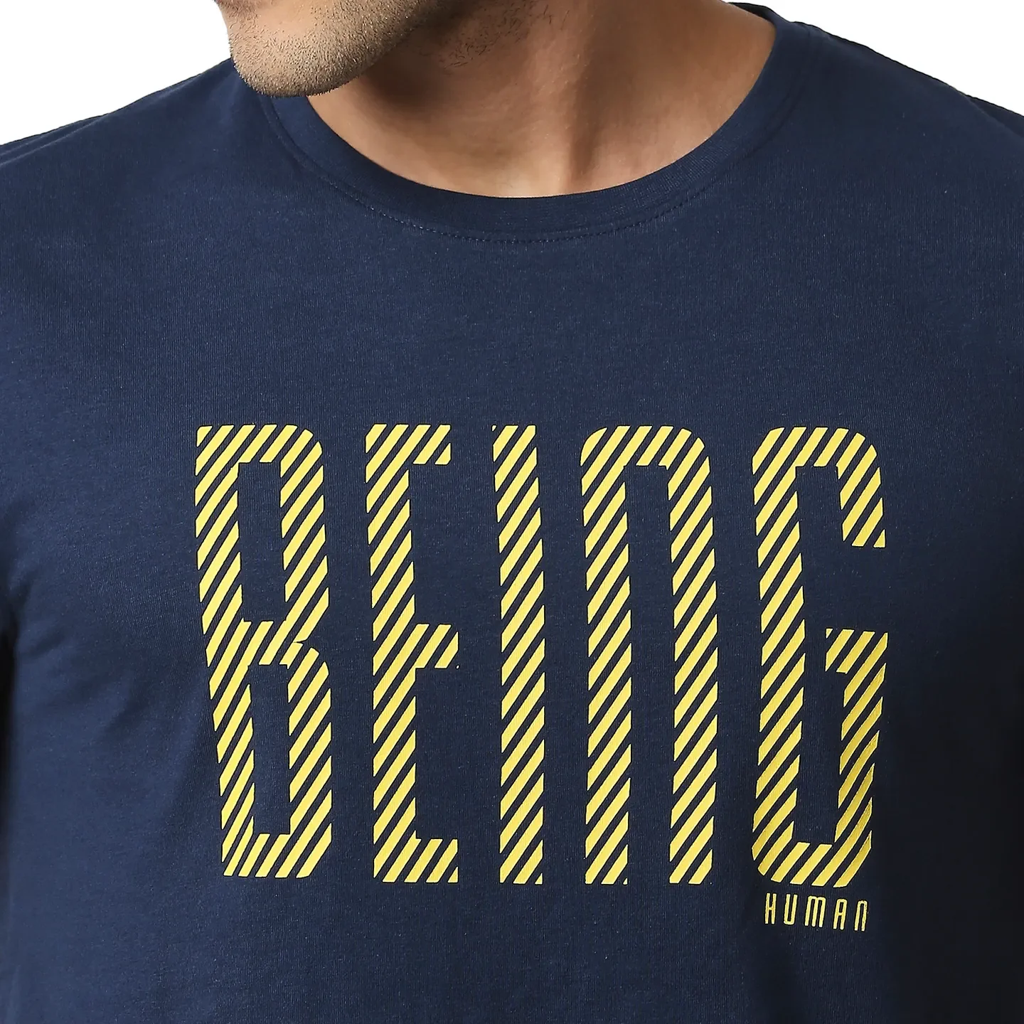 Blue Regular Fit Men's Short Sleeves T-Shirt by Being Human Clothing - Image 5