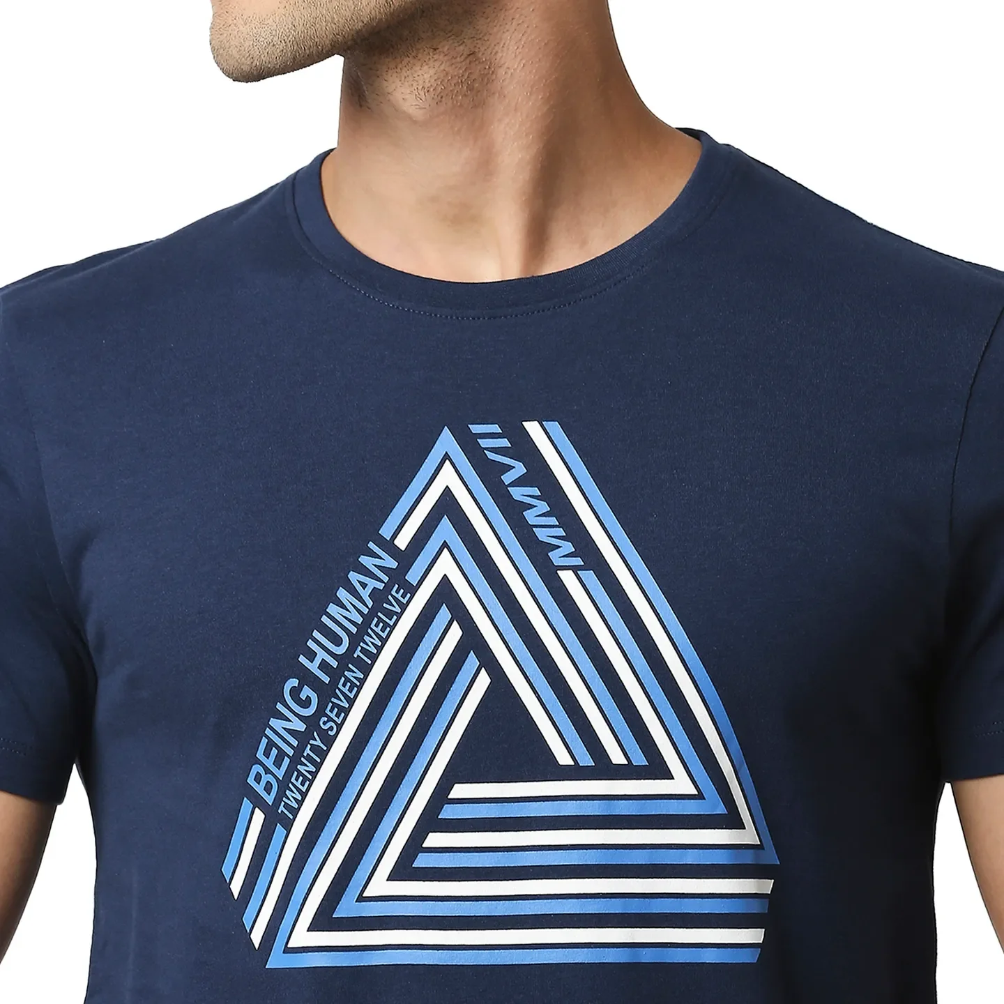 Blue Regular Fit Men's Short Sleeves T-Shirt by Being Human Clothing - Image 6