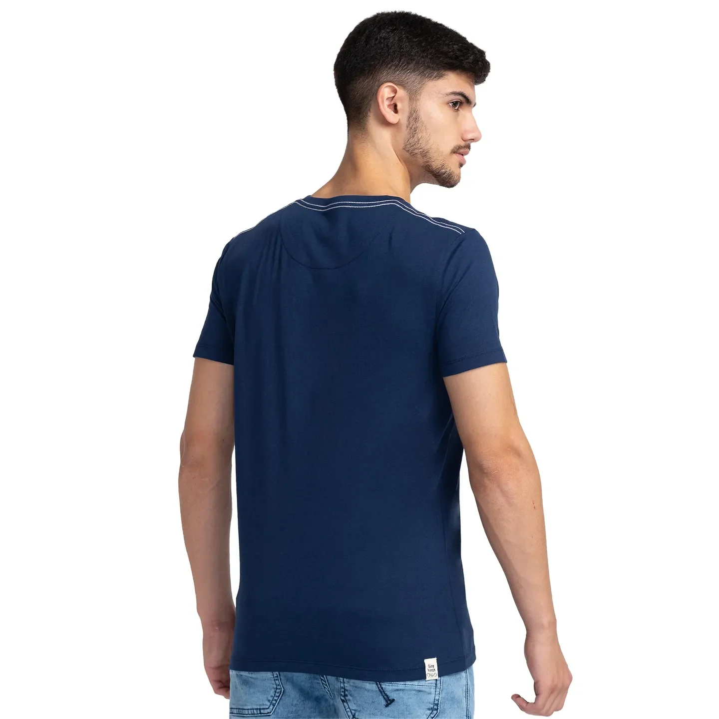 Blue Regular Fit Men's Short Sleeves T-Shirt by Being Human Clothing - Image 3