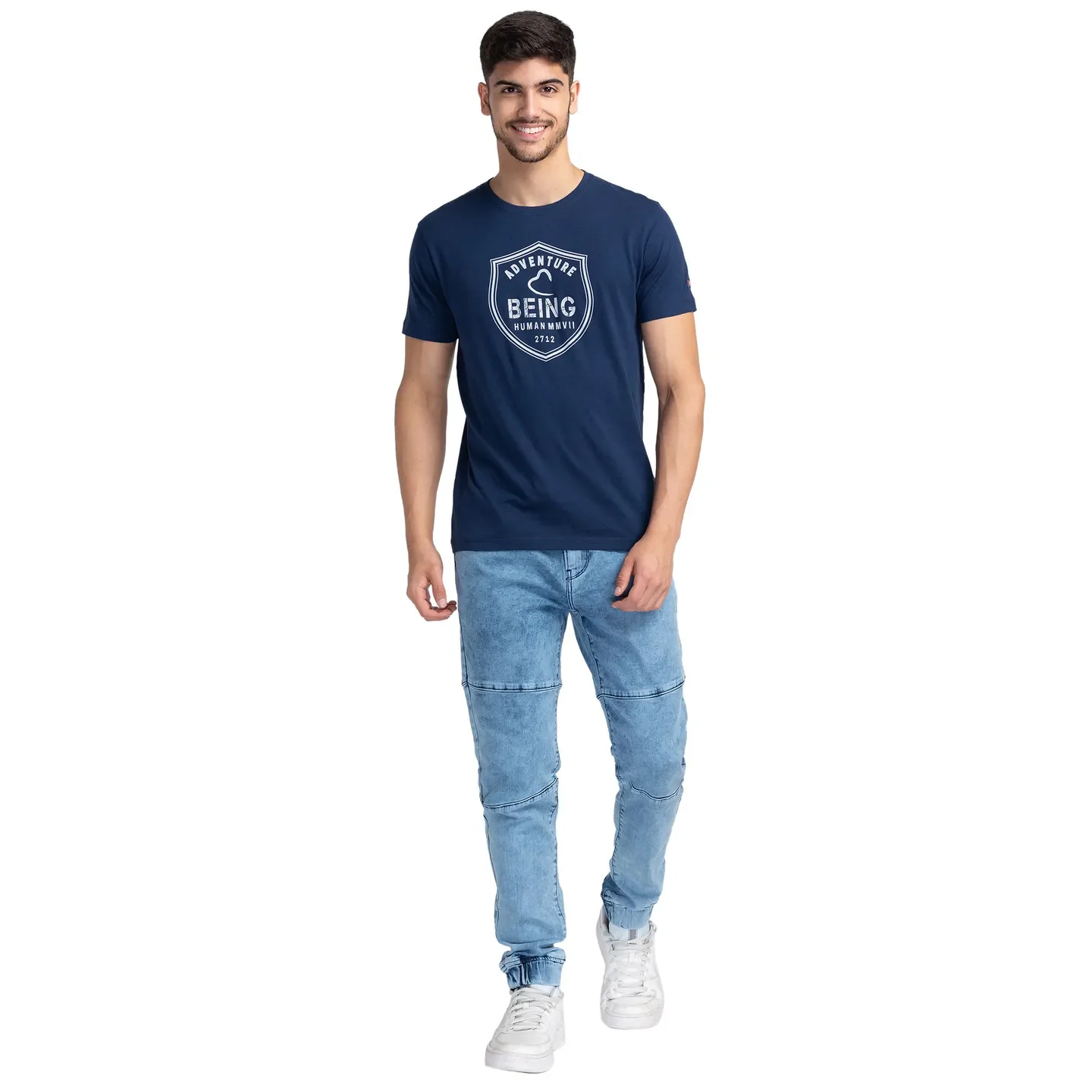 Blue Regular Fit Men's Short Sleeves T-Shirt by Being Human Clothing - Image 2