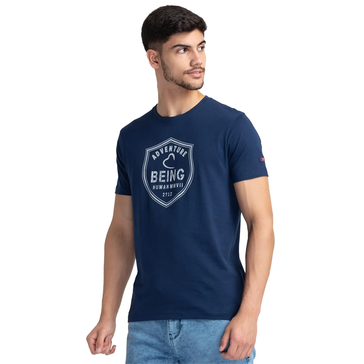 Blue Regular Fit Men's Short Sleeves T-Shirt by Being Human Clothing - Image 4