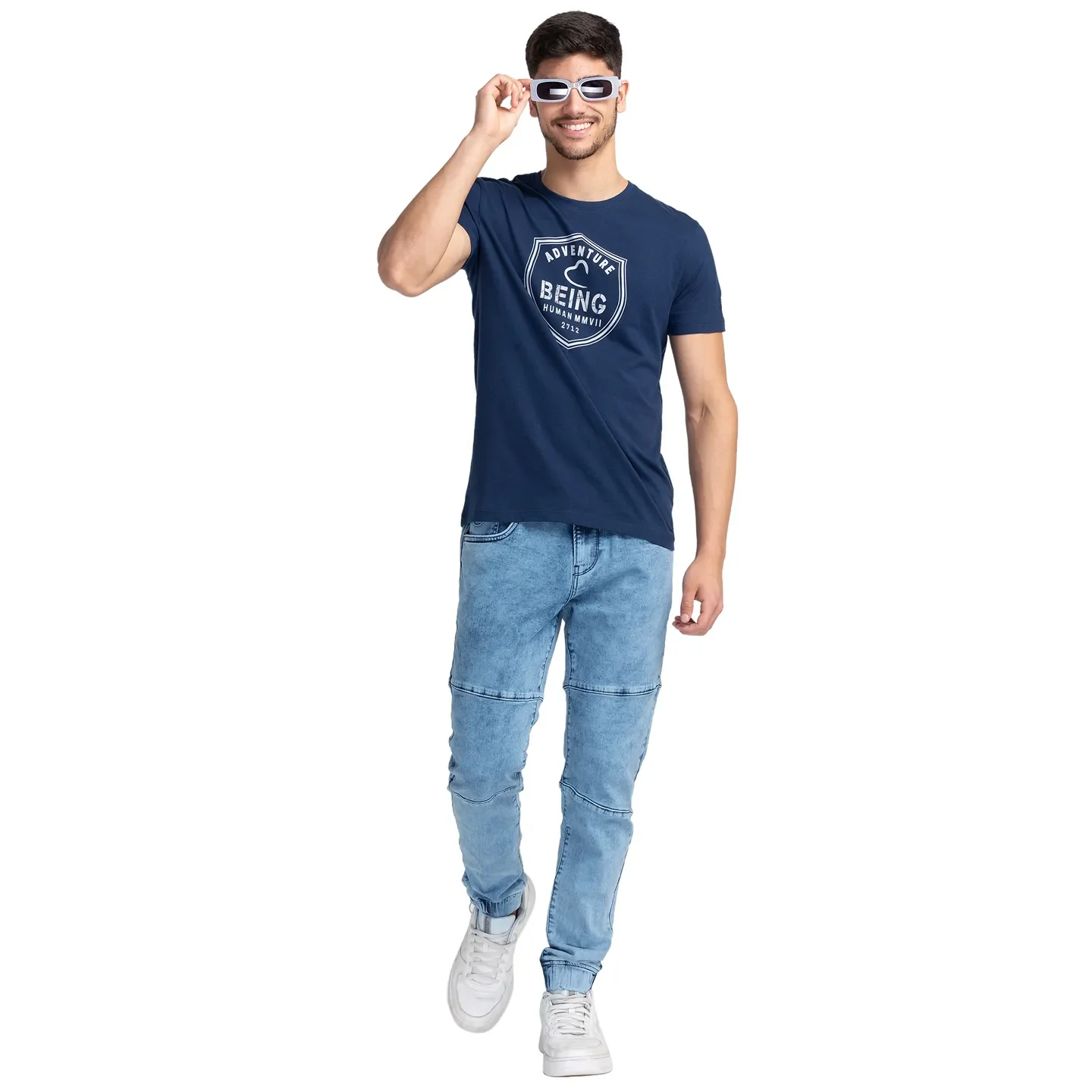 Blue Regular Fit Men's Short Sleeves T-Shirt by Being Human Clothing - Image 6