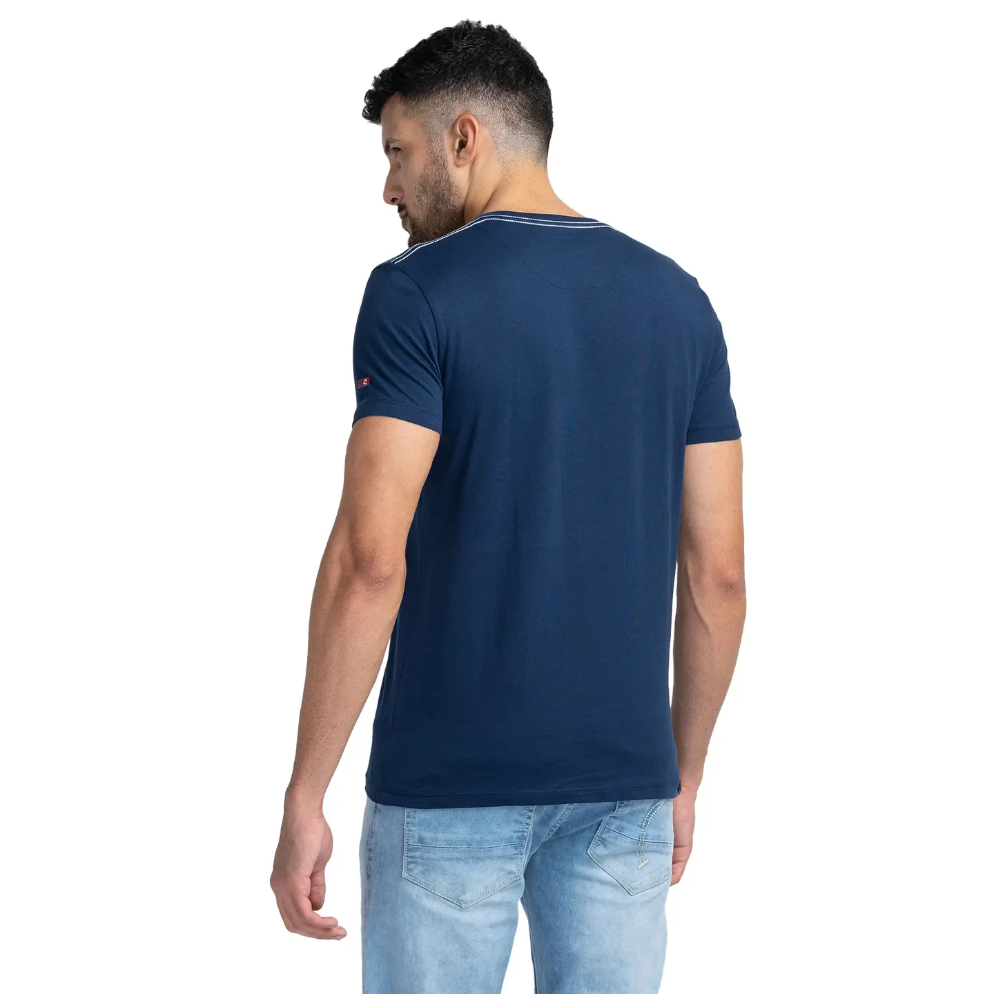Blue Regular Fit Men's Short Sleeves T-Shirt by Being Human Clothing - Image 3