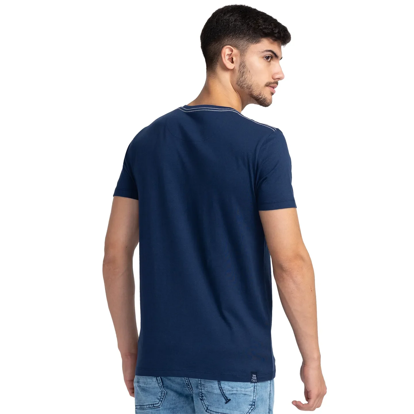 Blue Regular Fit Men's Short Sleeves T-Shirt by Being Human Clothing - Image 3