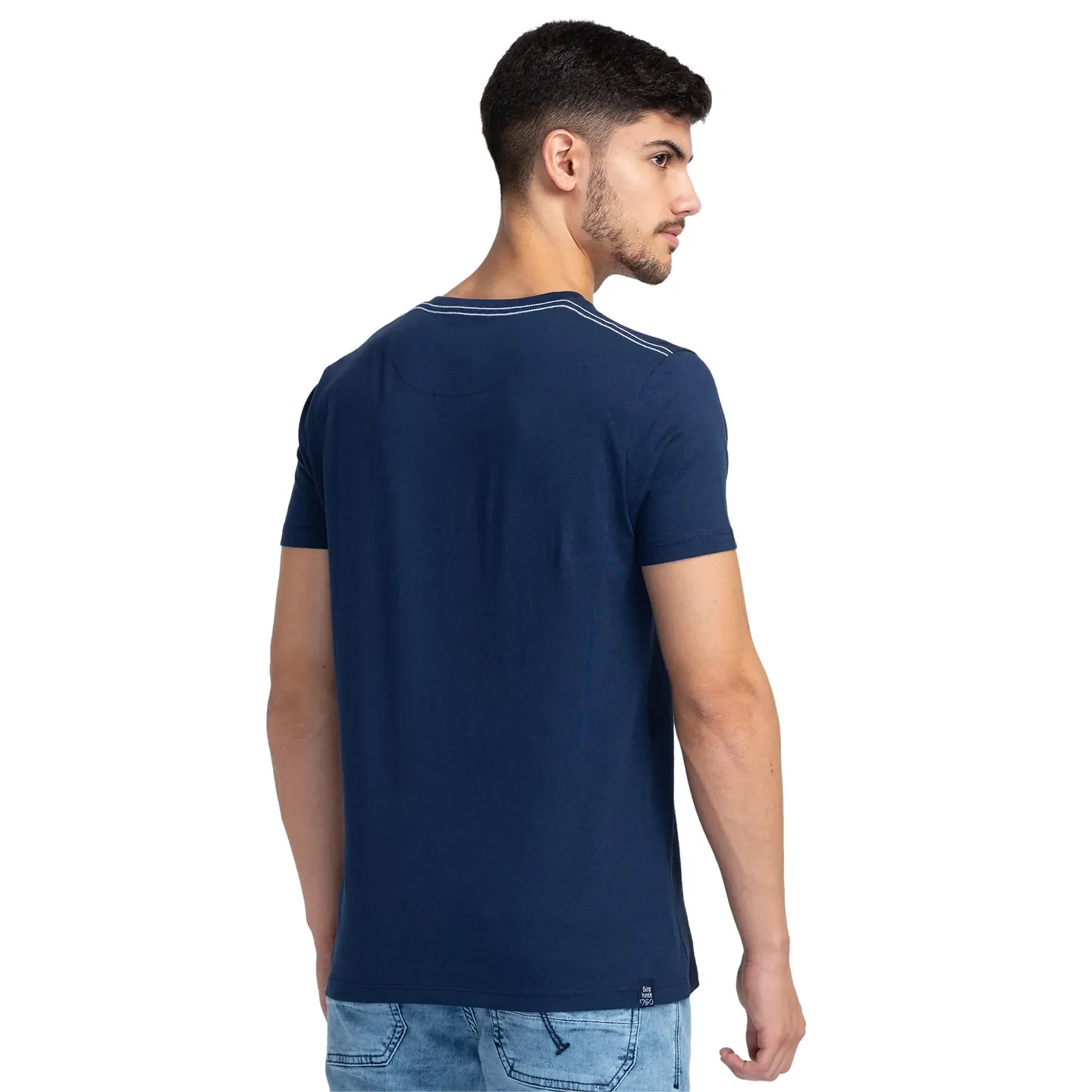 Blue Regular Fit Men's Short Sleeves T-Shirt by Being Human Clothing - Image 3