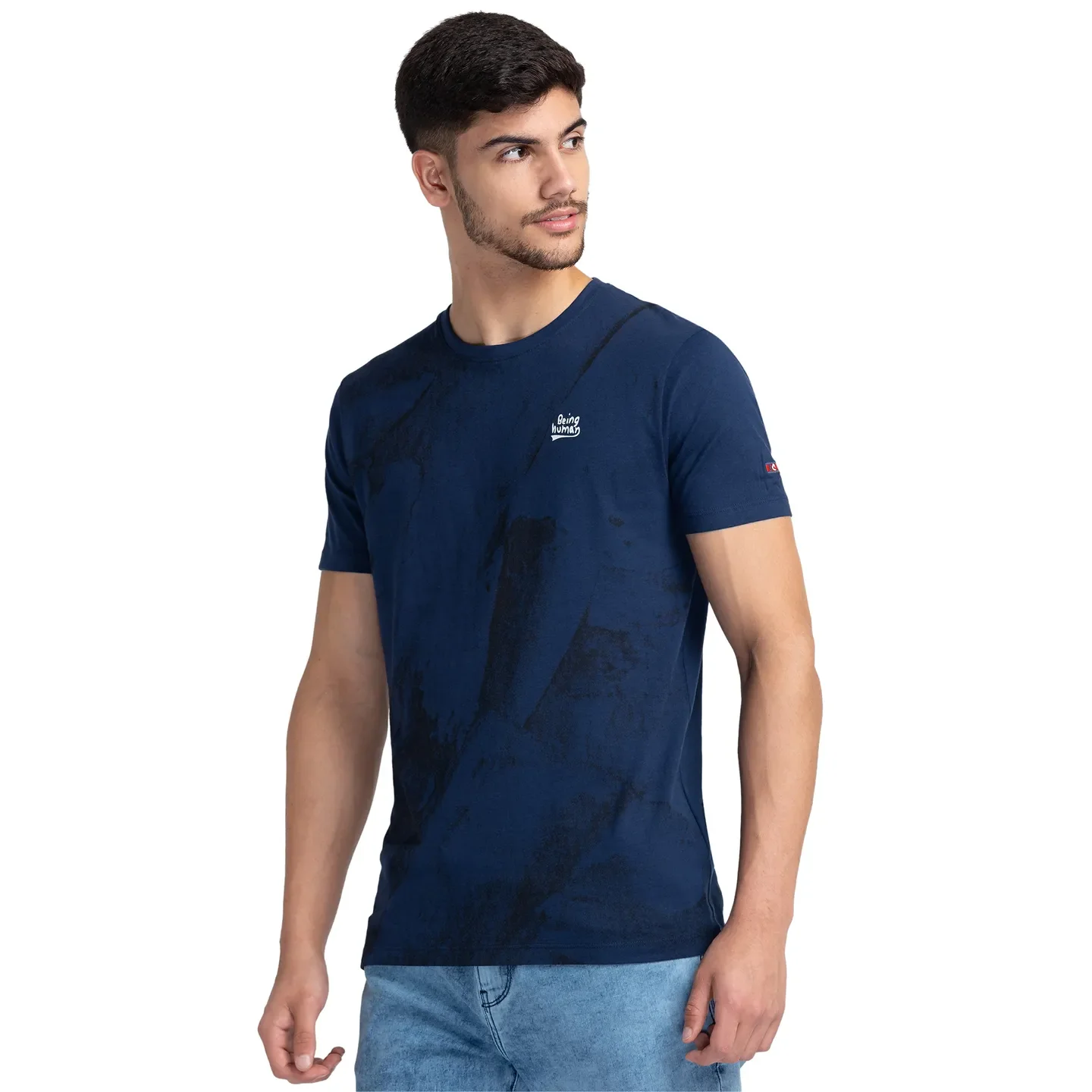 Blue Regular Fit Men's Short Sleeves T-Shirt by Being Human Clothing - Image 4