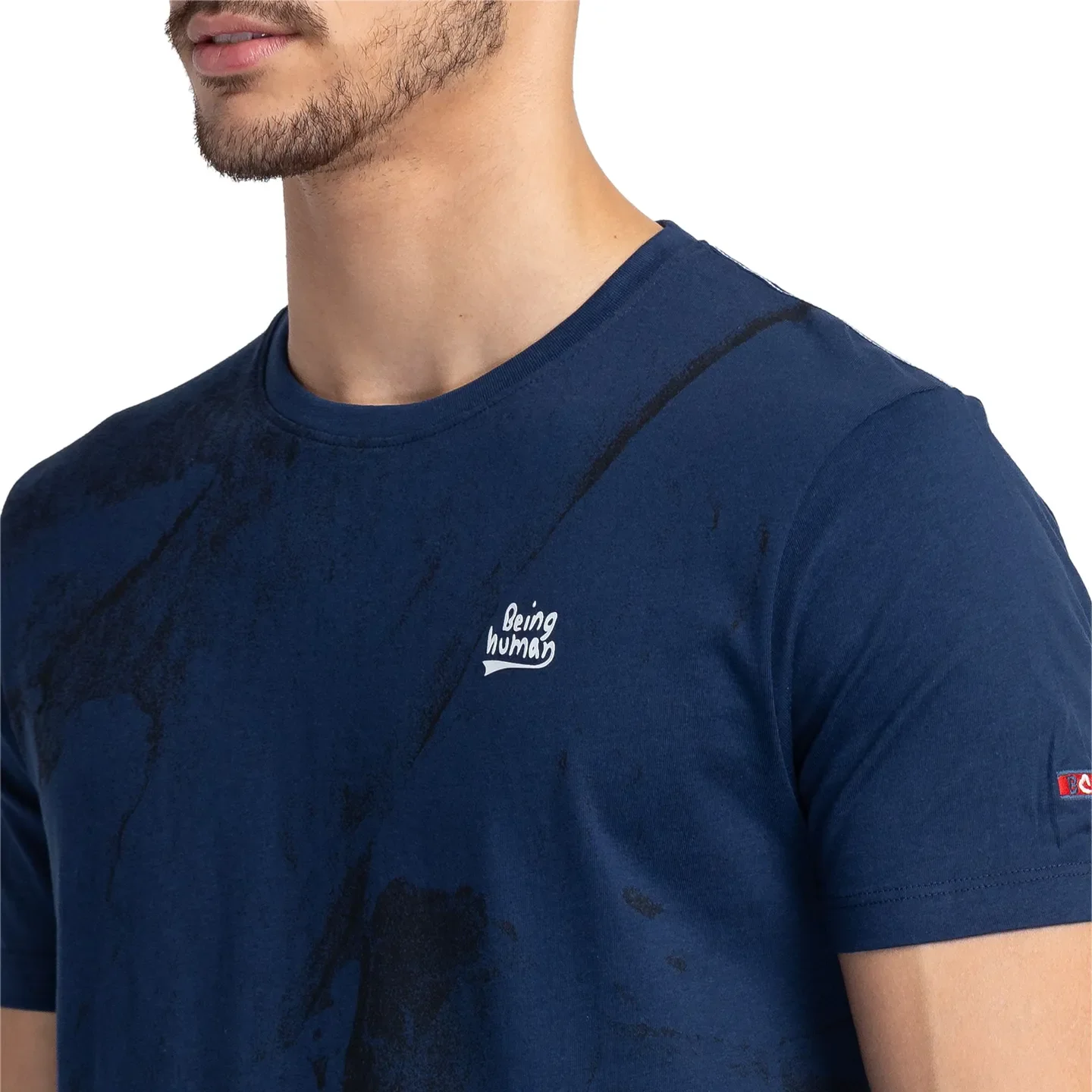 Blue Regular Fit Men's Short Sleeves T-Shirt by Being Human Clothing - Image 5