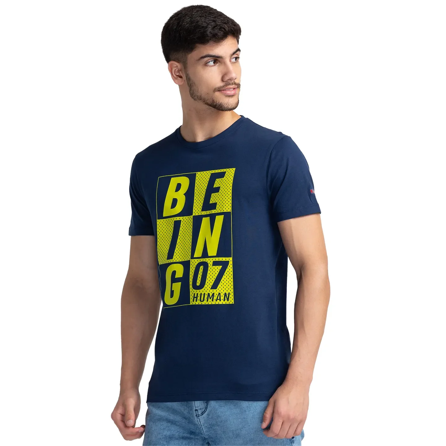 Blue Regular Fit Men's Short Sleeves T-Shirt by Being Human Clothing - Image 4