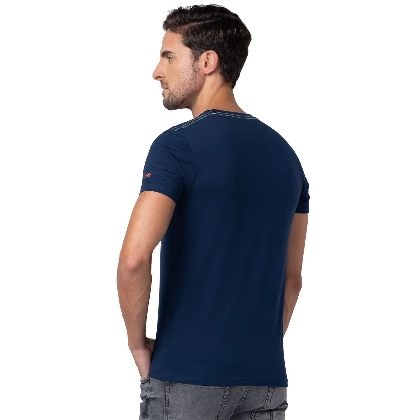 Blue Regular Fit Men's Short Sleeves T-Shirt by Being Human Clothing - Image 3