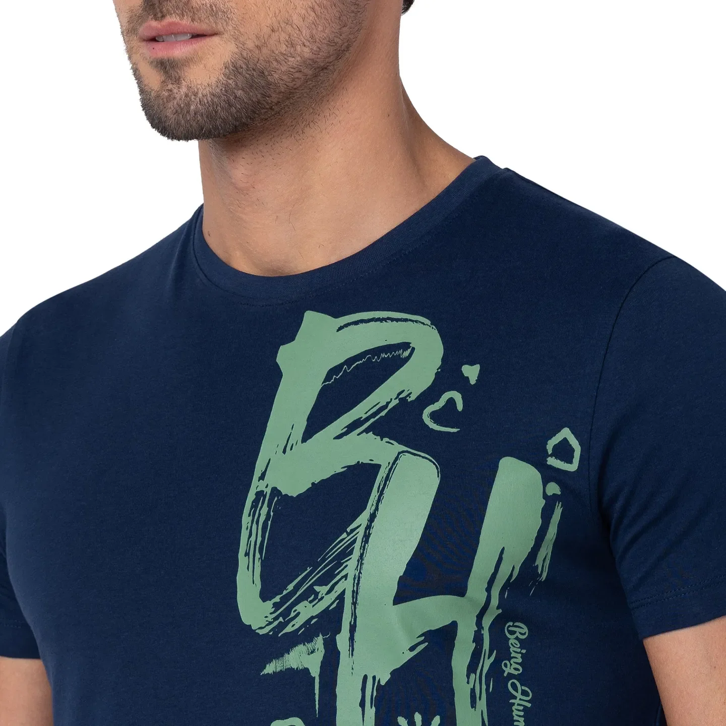 Blue Regular Fit Men's Short Sleeves T-Shirt by Being Human Clothing - Image 5