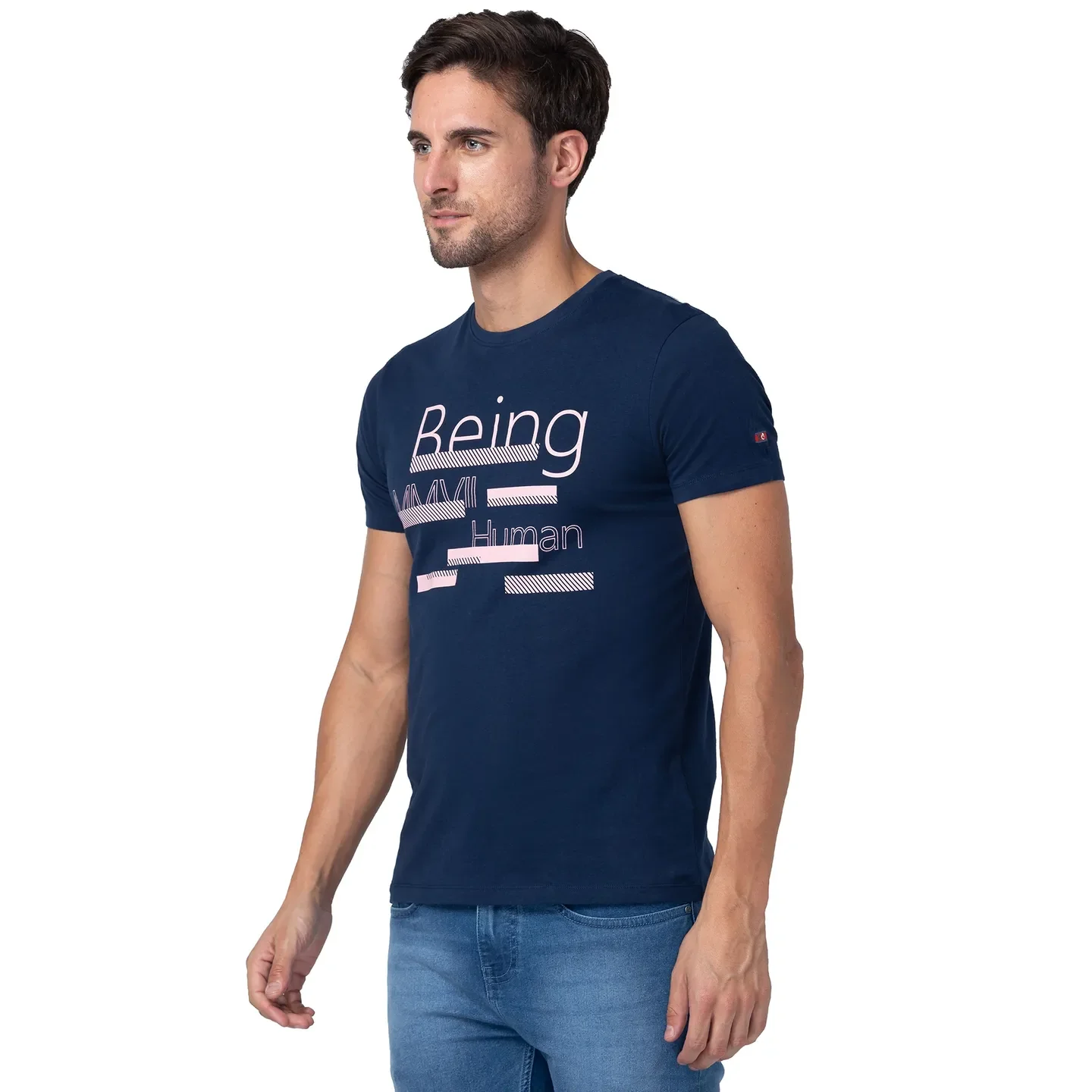 Blue Regular Fit Men's Short Sleeves T-Shirt by Being Human Clothing - Image 4