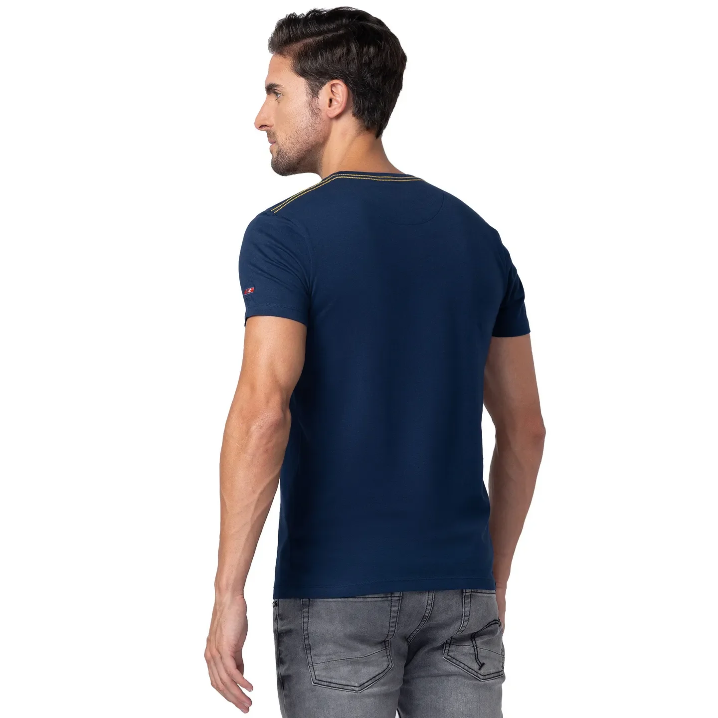 Blue Regular Fit Men's Short Sleeves T-Shirt by Being Human Clothing - Image 3
