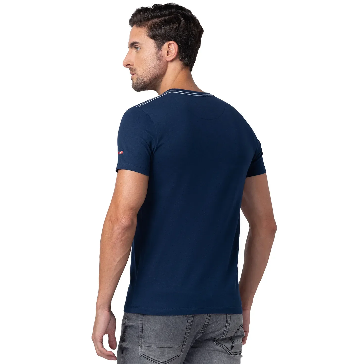 Blue Regular Fit Men's Short Sleeves T-Shirt by Being Human Clothing - Image 3