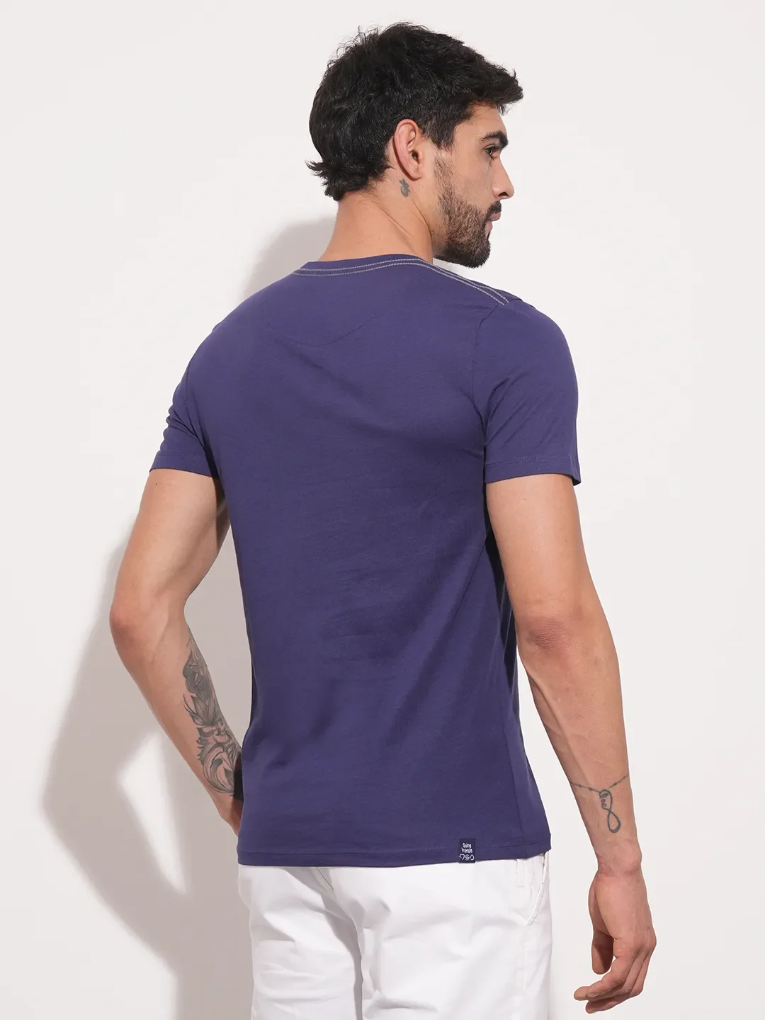 Navy Regular Fit Round Neck Men's T-Shirt by Being Human Clothing - Image 10