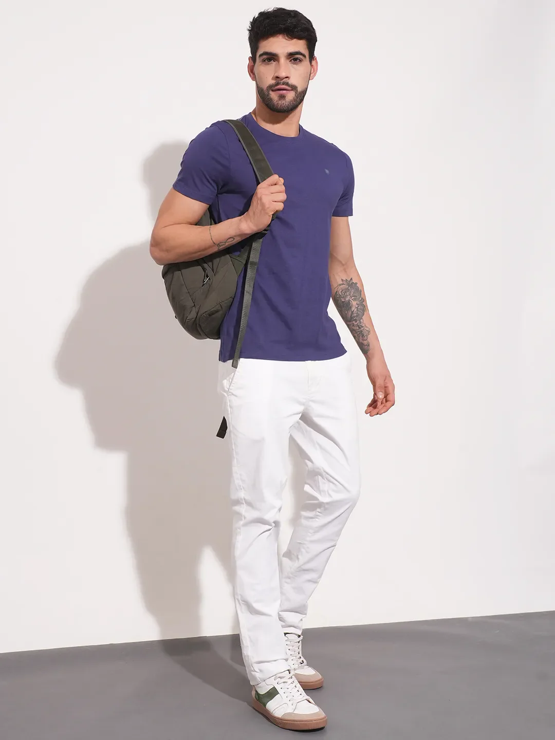 Navy Regular Fit Round Neck Men's T-Shirt by Being Human Clothing - Image 2
