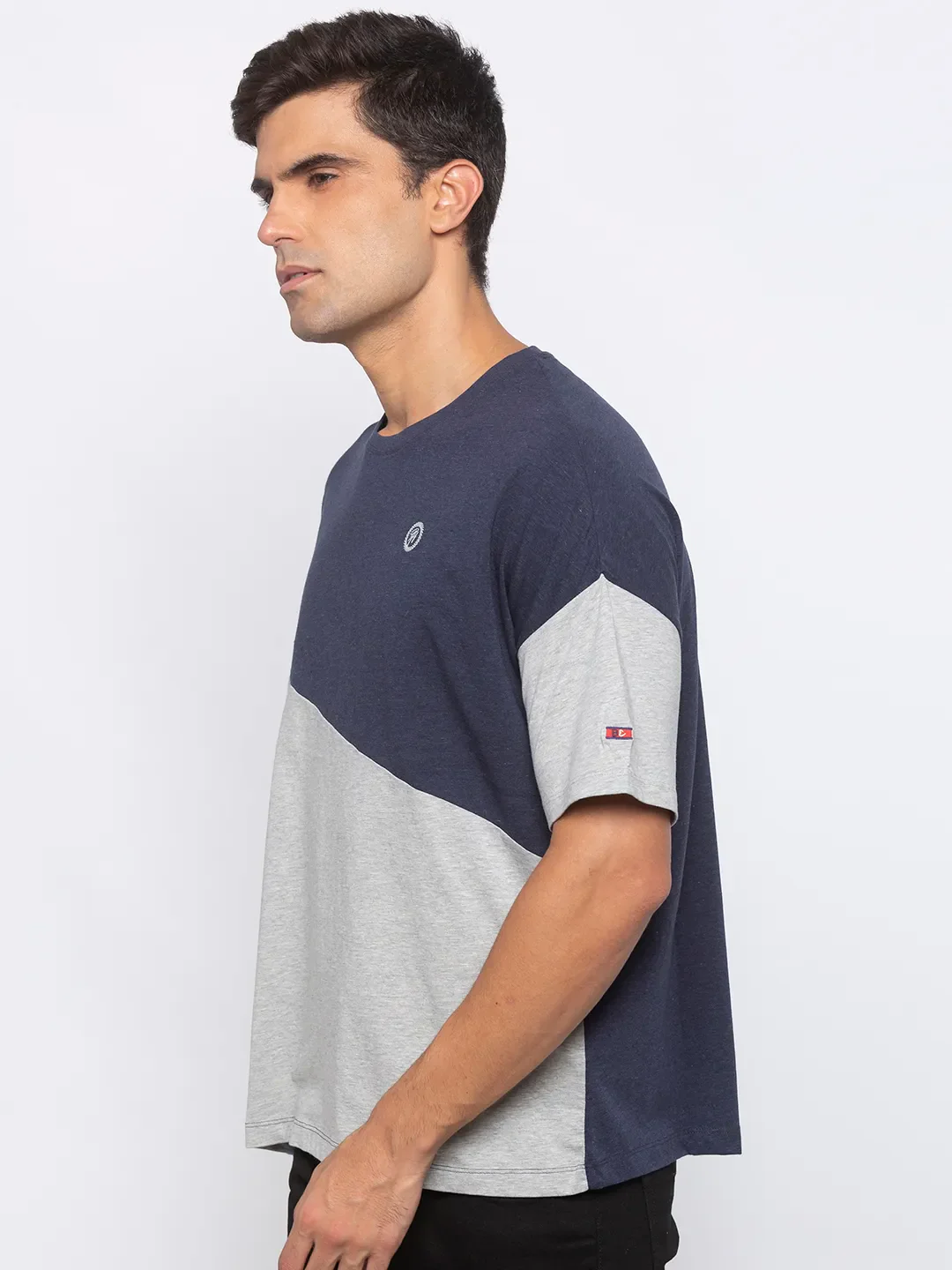 Navy Melange Regular Fit Round Neck Men's T-Shirt by Being Human Clothing - Image 2