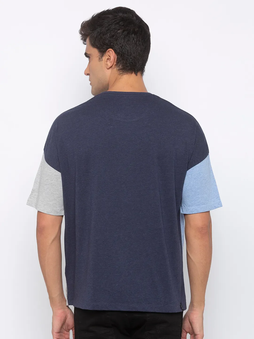 Navy Melange Regular Fit Round Neck Men's T-Shirt by Being Human Clothing - Image 3