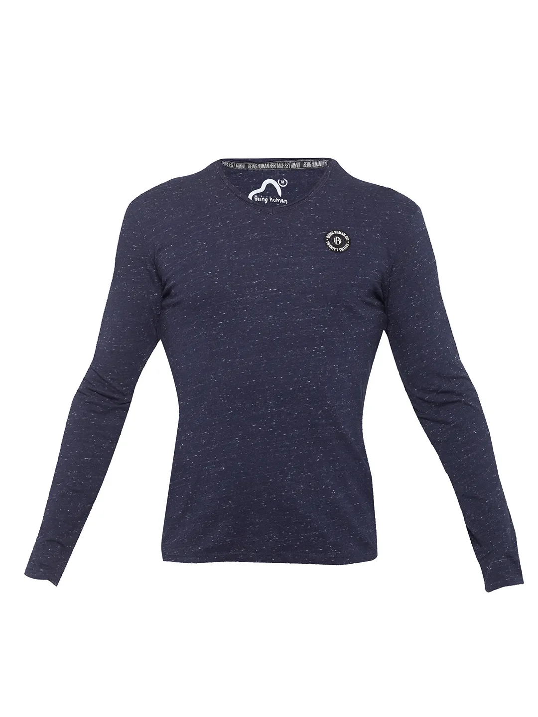 Blue Regular Fit Men's Long Sleeves T-Shirt by Being Human Clothing - Image 5