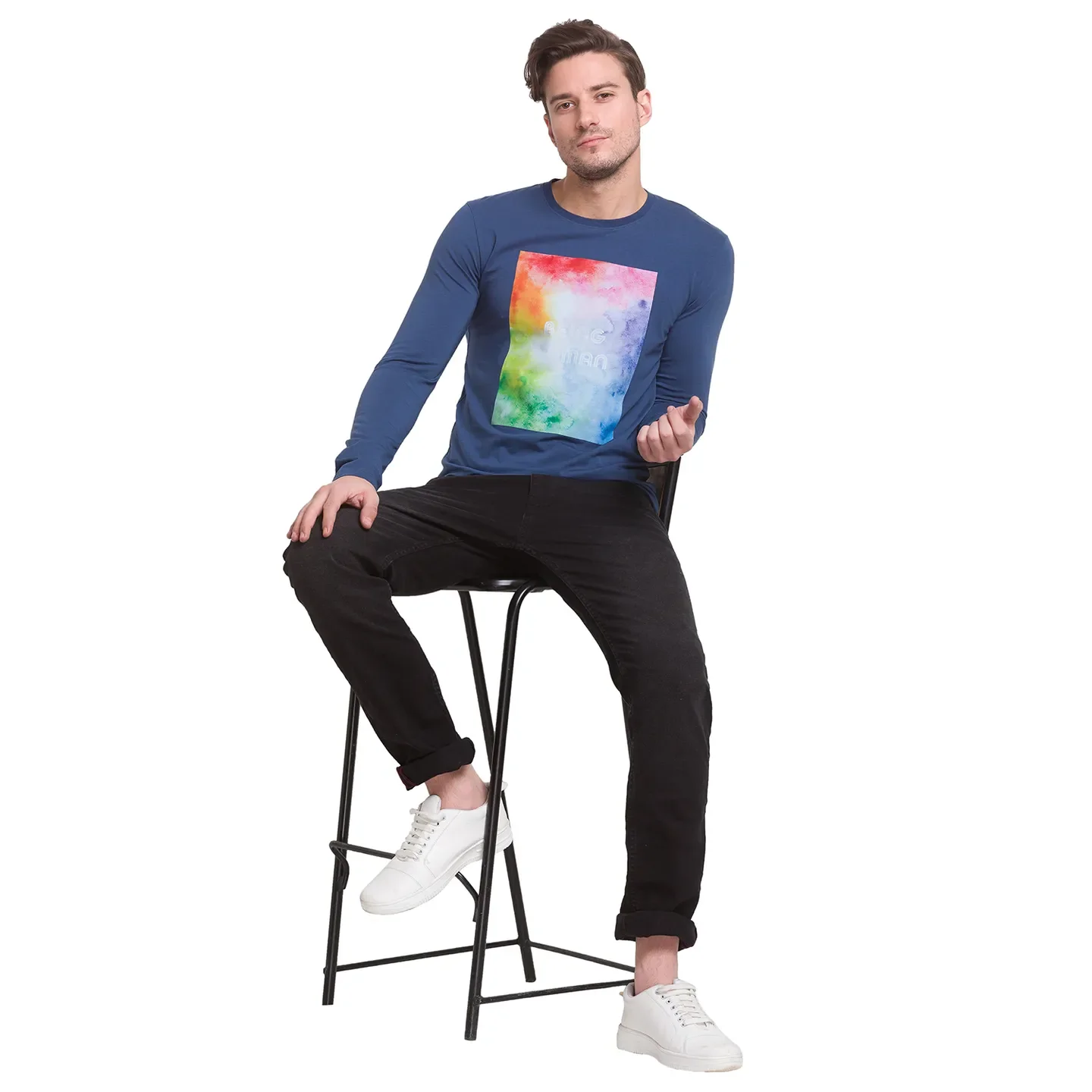 Ocean Blue Regular Fit Round Neck Men's T-Shirt by Being Human Clothing - Image 4