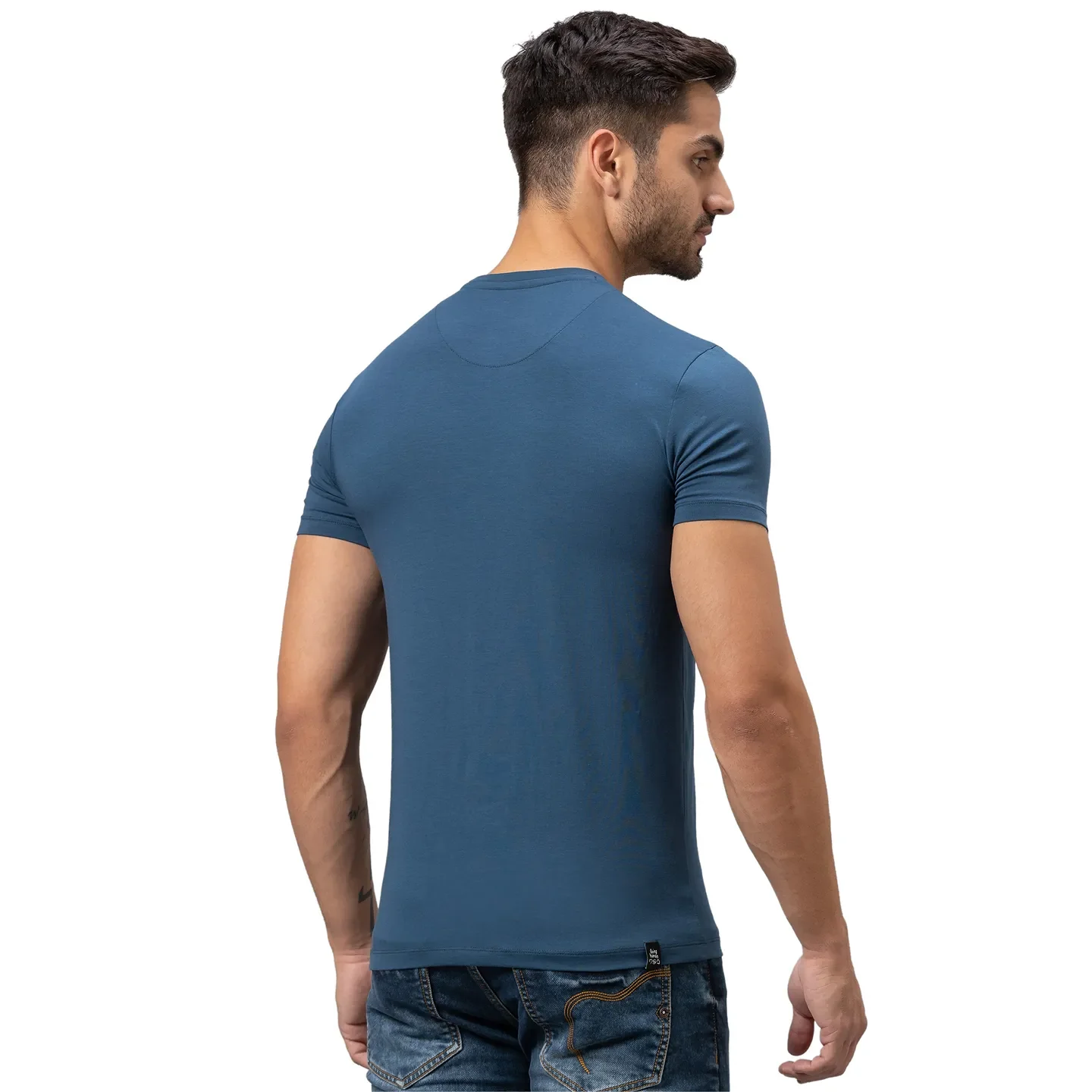 Ocean Blue Regular Fit Round Neck Men's T-Shirt by Being Human Clothing - Image 3